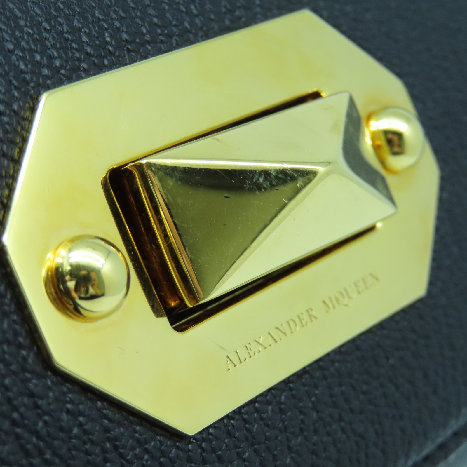 SELECTION Leather Alexander McQueen Gold Buckle Shoulder Bag Black
