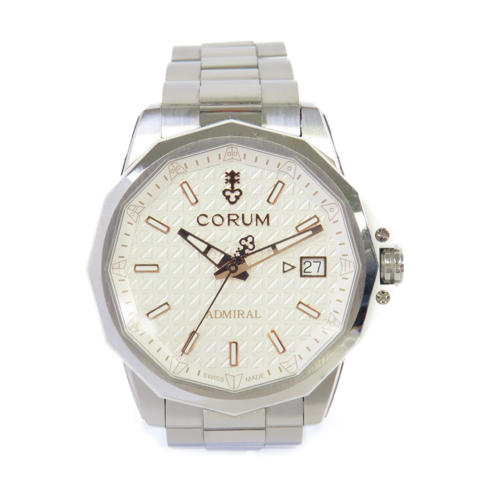CORUM Admiral 38mm Watch金屬自動機芯手錶白色/金色/銀色