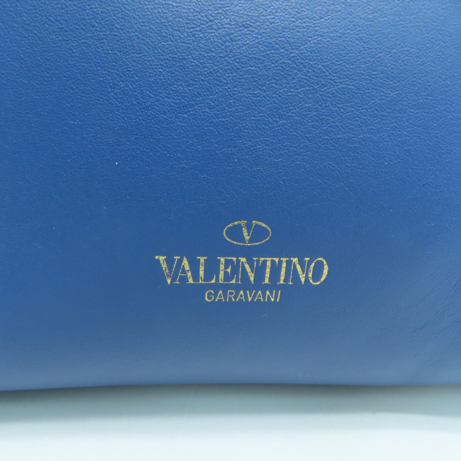 Valentino 牛皮皮革2Way Shoulder金扣手挽肩背两用袋蓝色