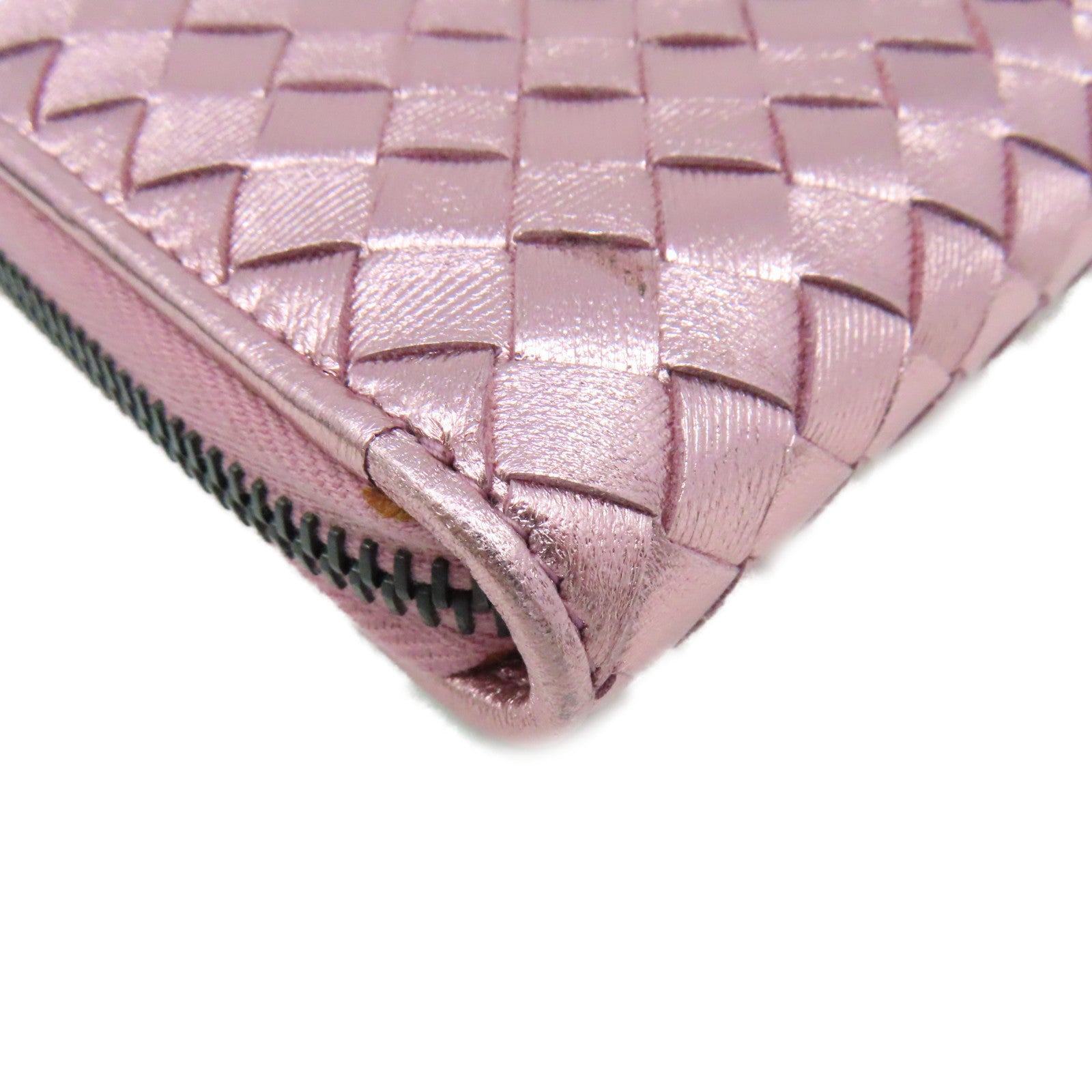BOTTEGA VENETA 織紋皮革Zipper Long Wallet拉鏈長錢包粉紅色