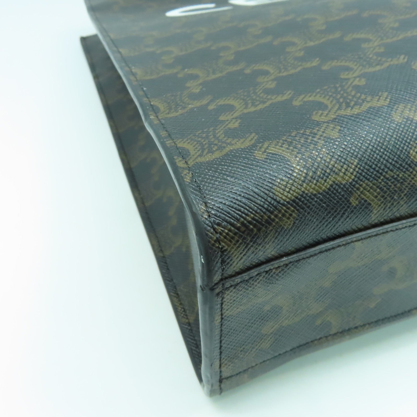 CELINE 塗層帆布Small Triomphe Cabas金扣手挽肩背兩用袋啡色
