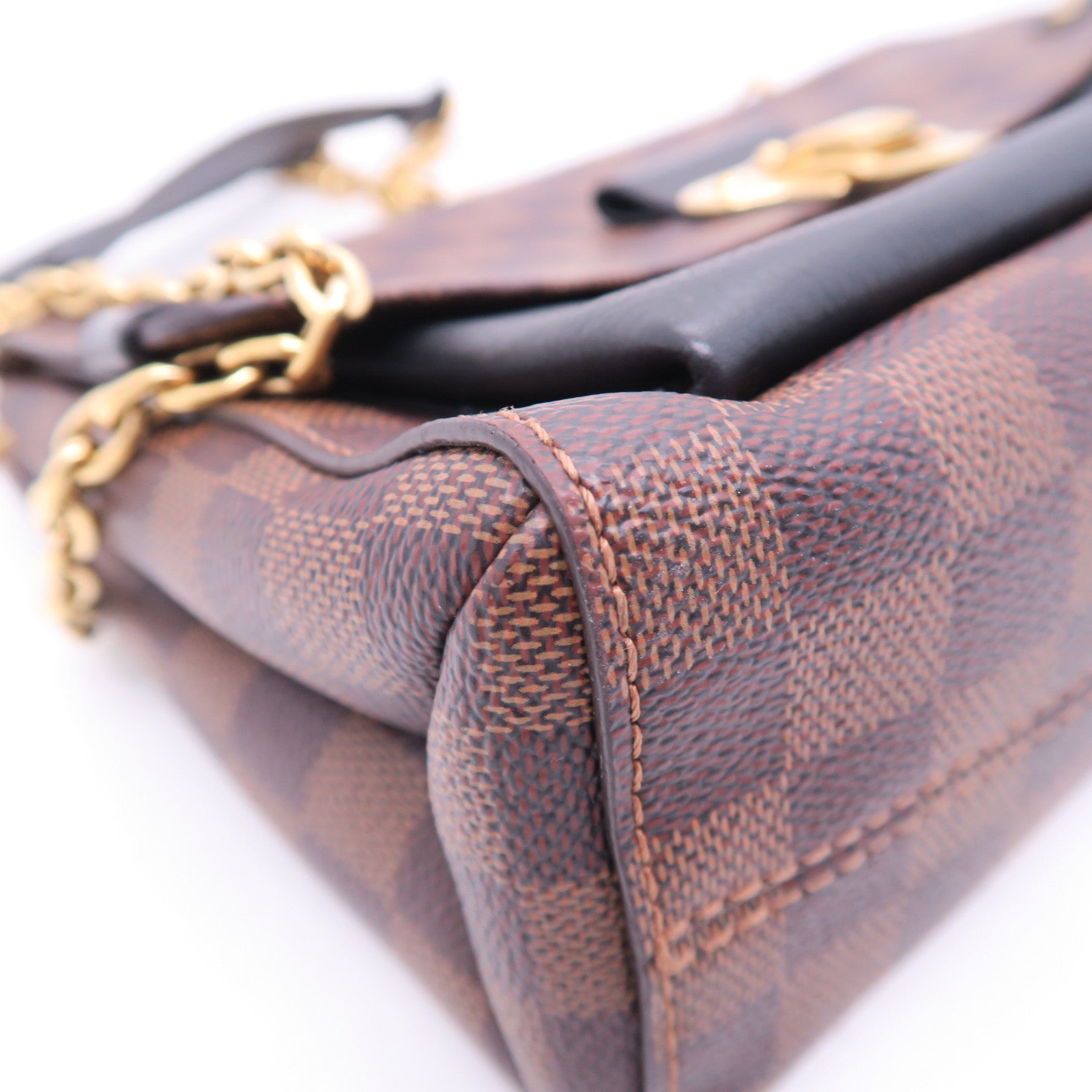 LOUIS VUITTON Damier Vavin PM金扣鏈帶手挽肩背兩用袋啡色