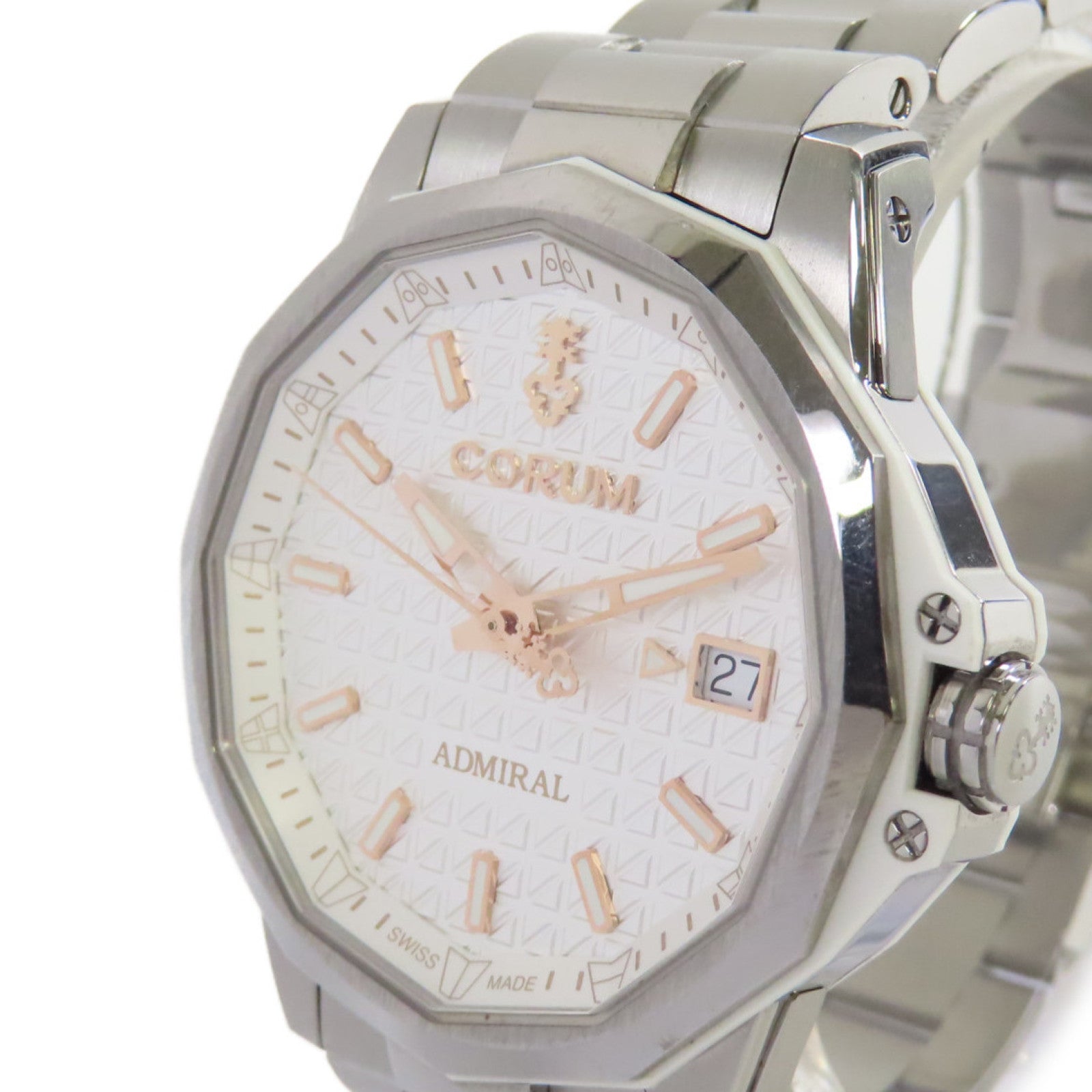 CORUM Admiral 38mm Watch金屬自動機芯手錶白色/金色/銀色