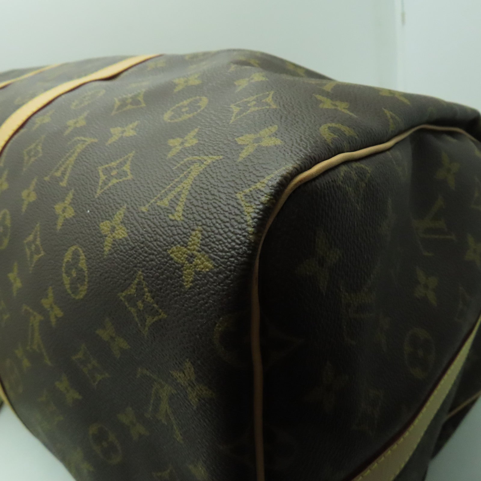 LOUIS VUITTON Monogram Keepall 55金扣手挽肩背兩用袋啡色