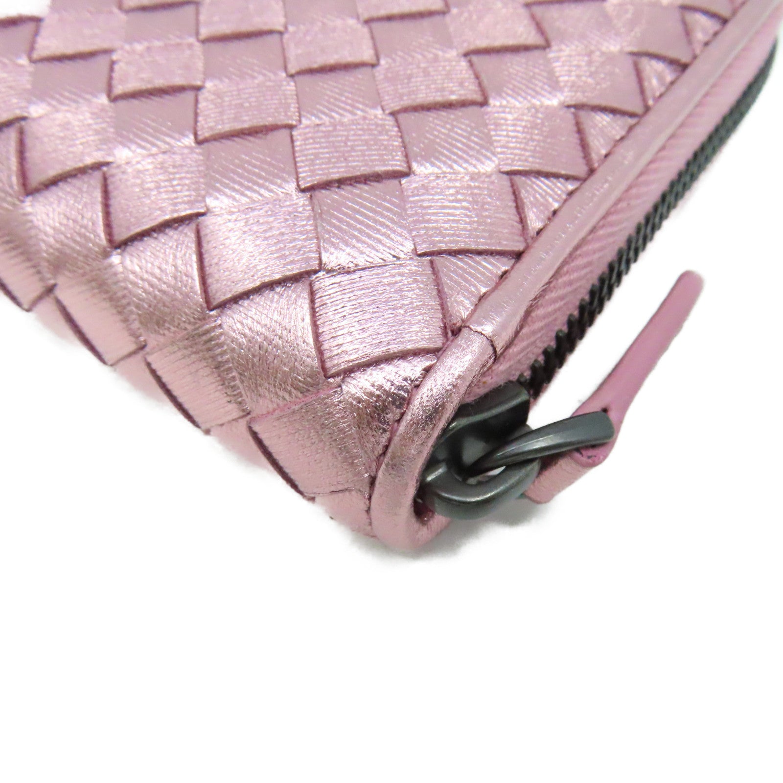 BOTTEGA VENETA 織紋皮革Zipper Long Wallet拉鏈長錢包粉紅色
