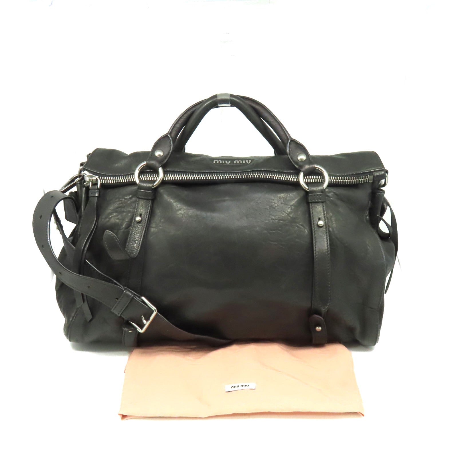 Miu Miu 羊皮皮革2Way Shoulder Bag手挽肩背兩用袋黑色