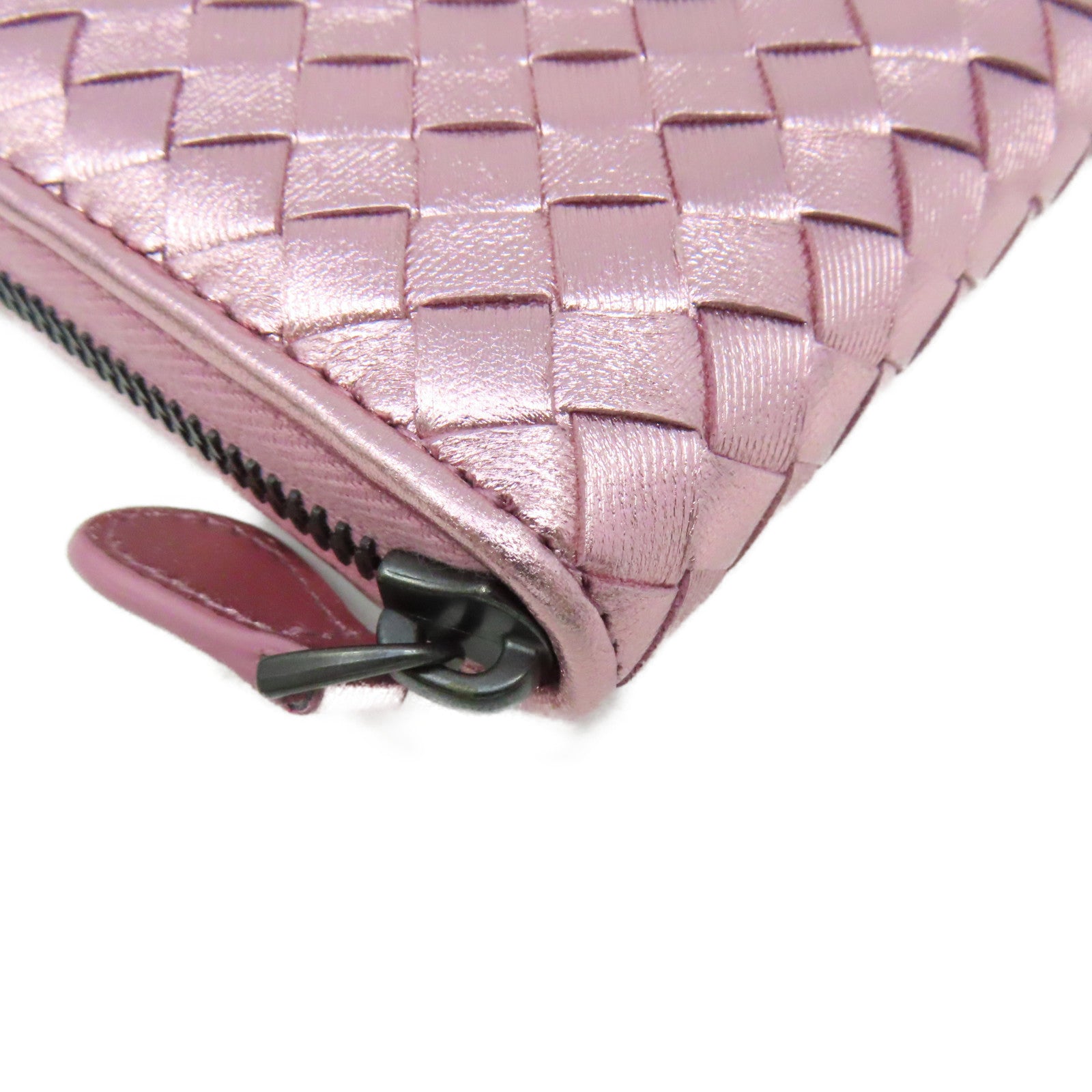 BOTTEGA VENETA 織紋皮革Zipper Long Wallet拉鏈長錢包粉紅色