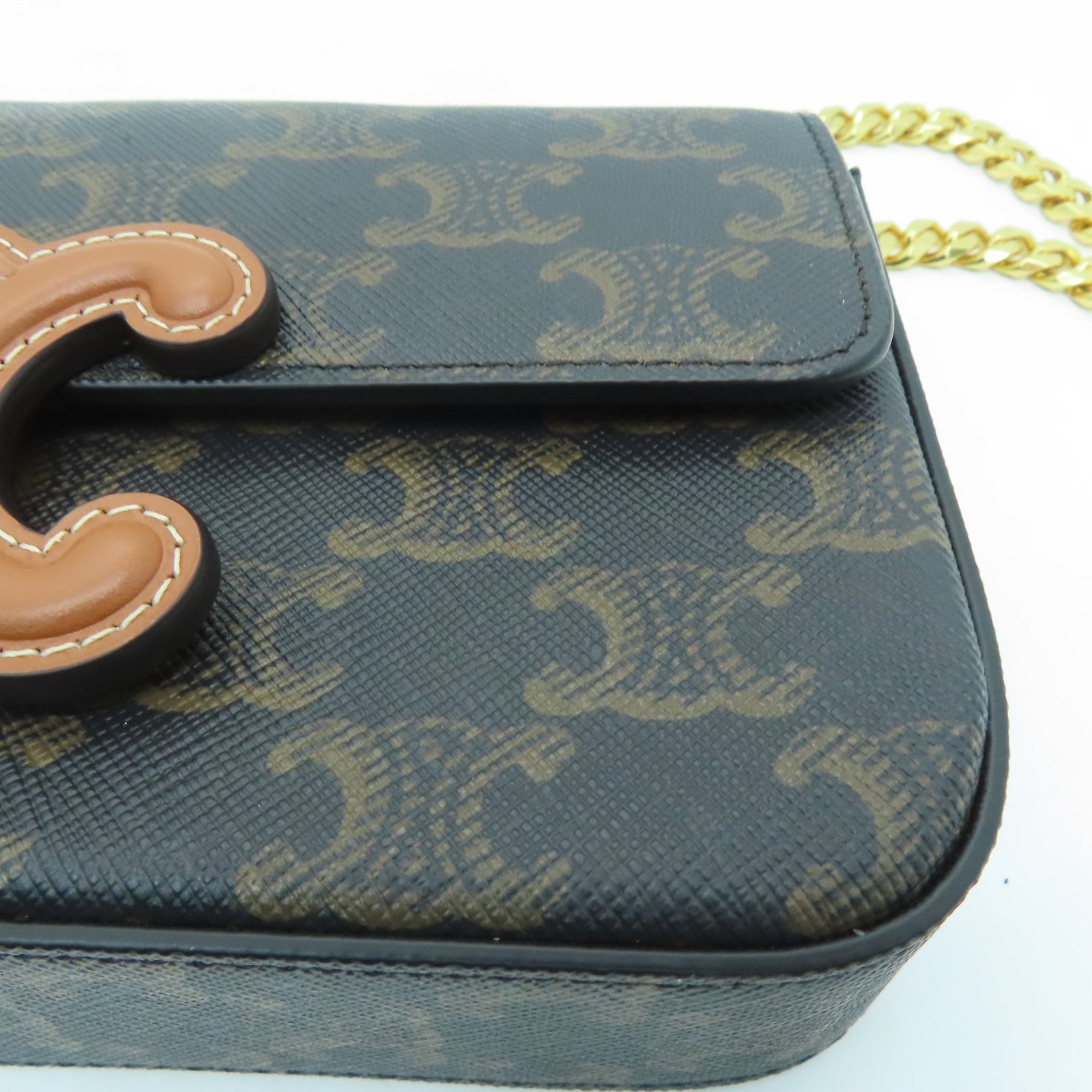 CELINE 涂层帆布Chain Shoulder肩背袋黑色啡色