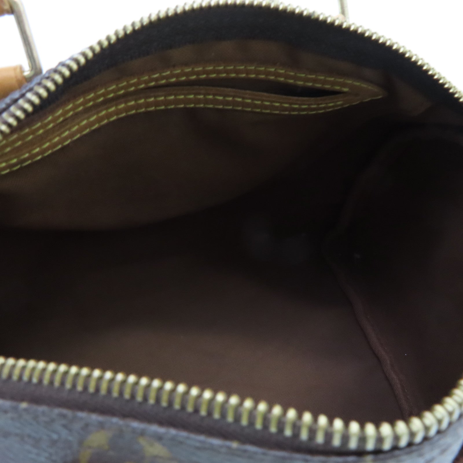LOUIS VUITTON Monogram Speedy 25 Gold Buckle Handle Bag Brown