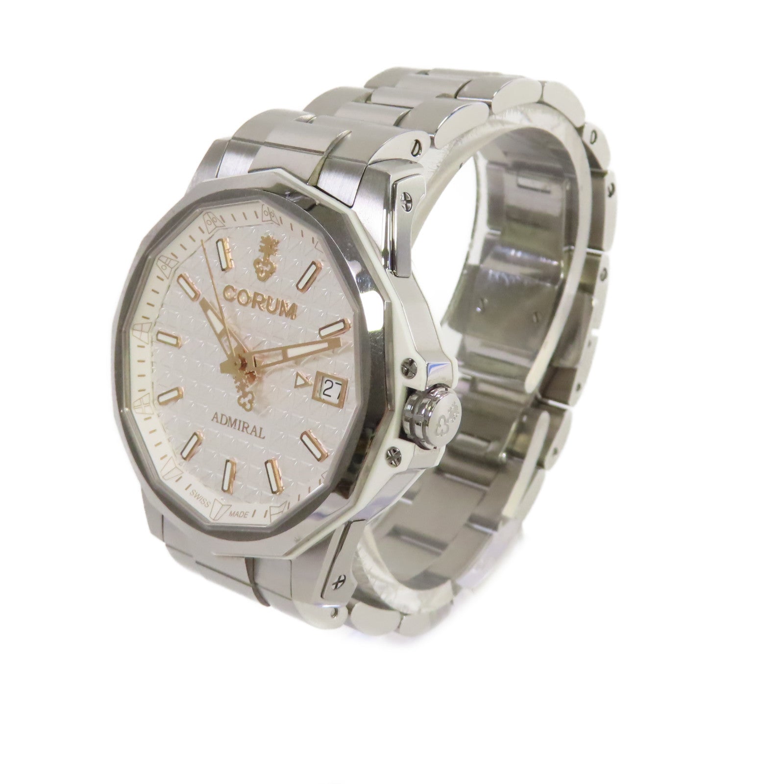 CORUM Admiral 38mm Watch金屬自動機芯手錶白色/金色/銀色