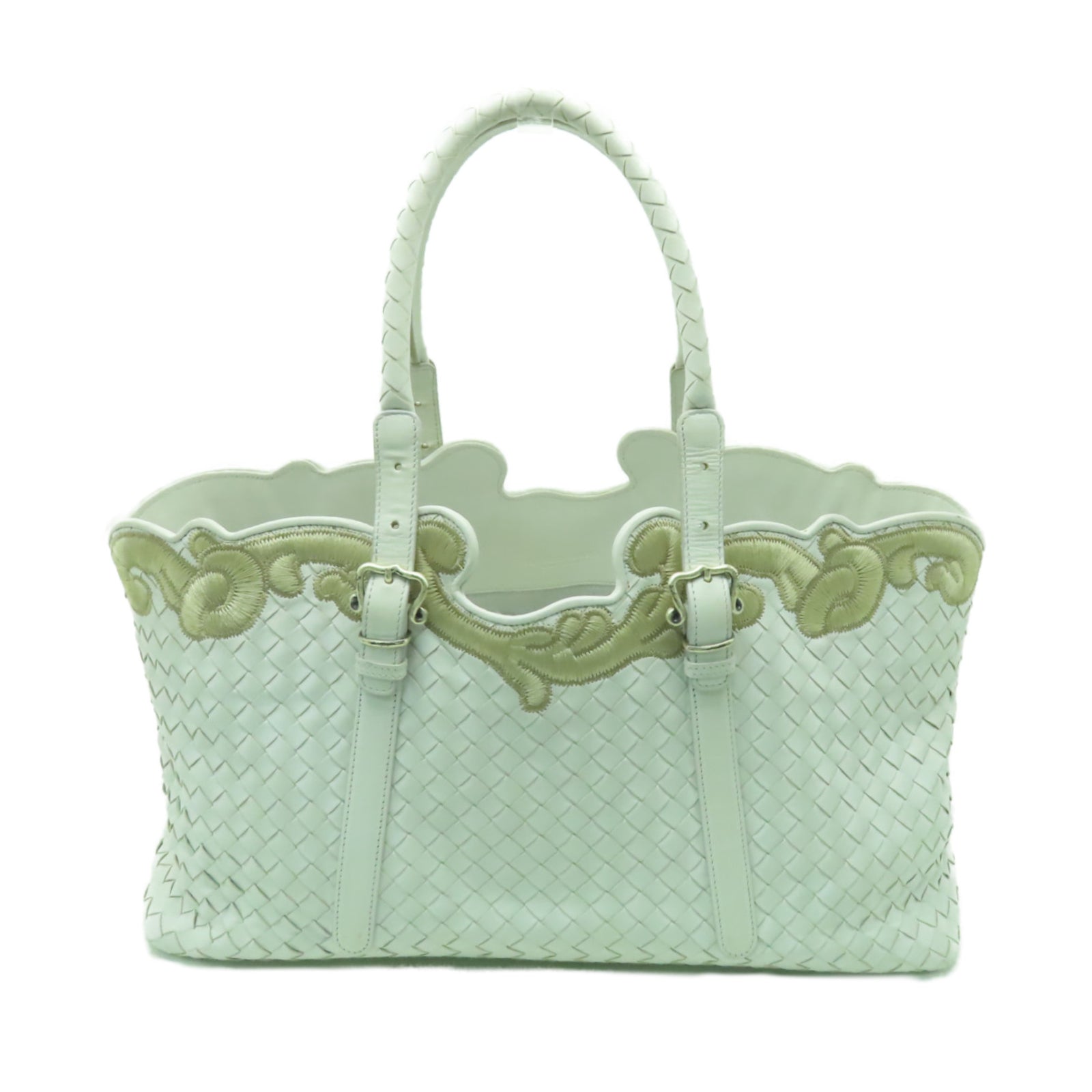 BOTTEGA VENETA 織紋皮革Shoulder Bag金扣肩背袋白色