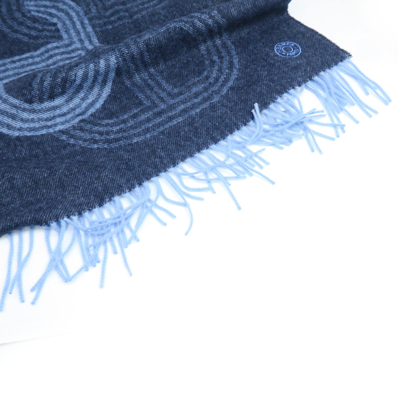 HERMES Wool Scarf Blue