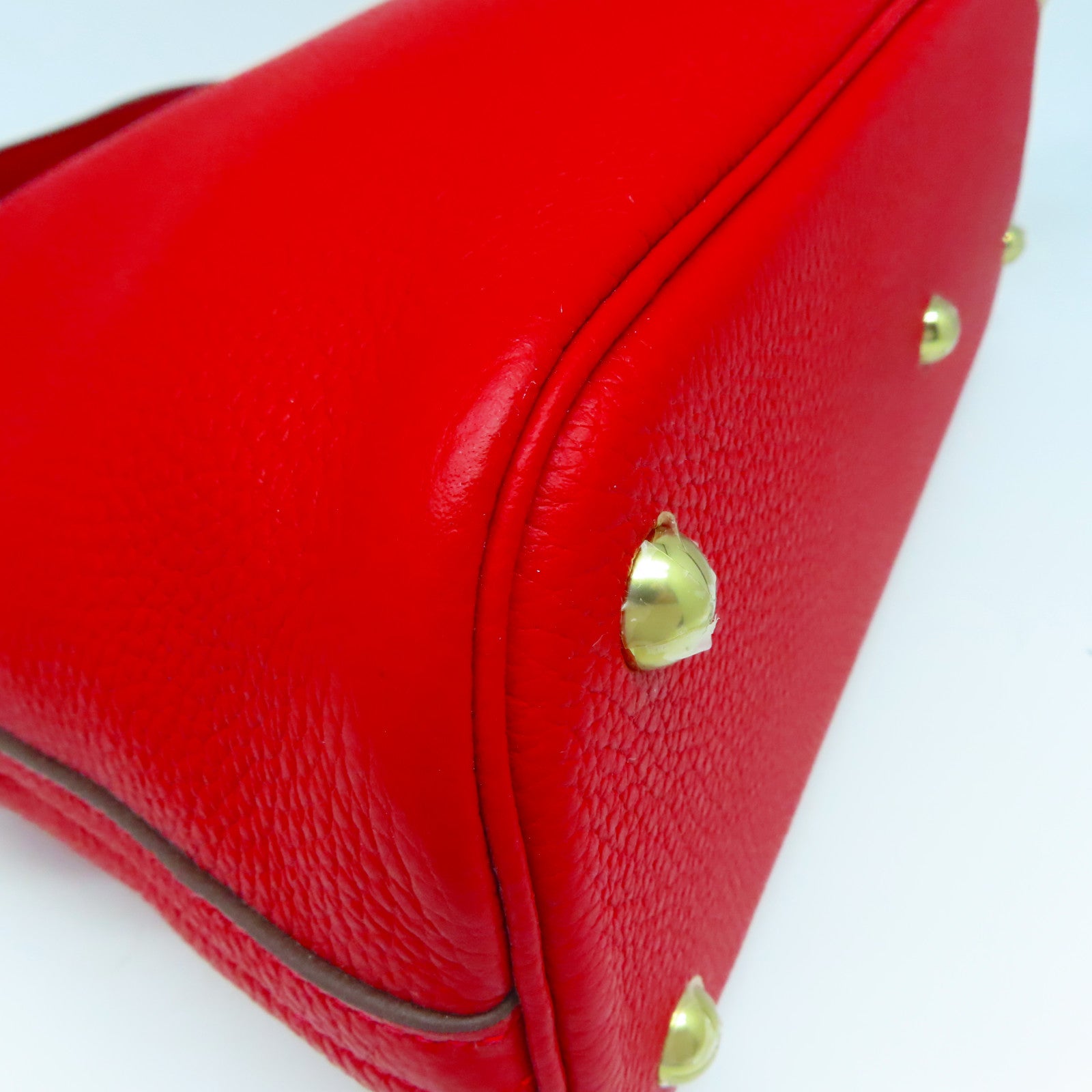HERMES Clemence皮革Bolide 31金扣手挽肩背兩用袋紅色