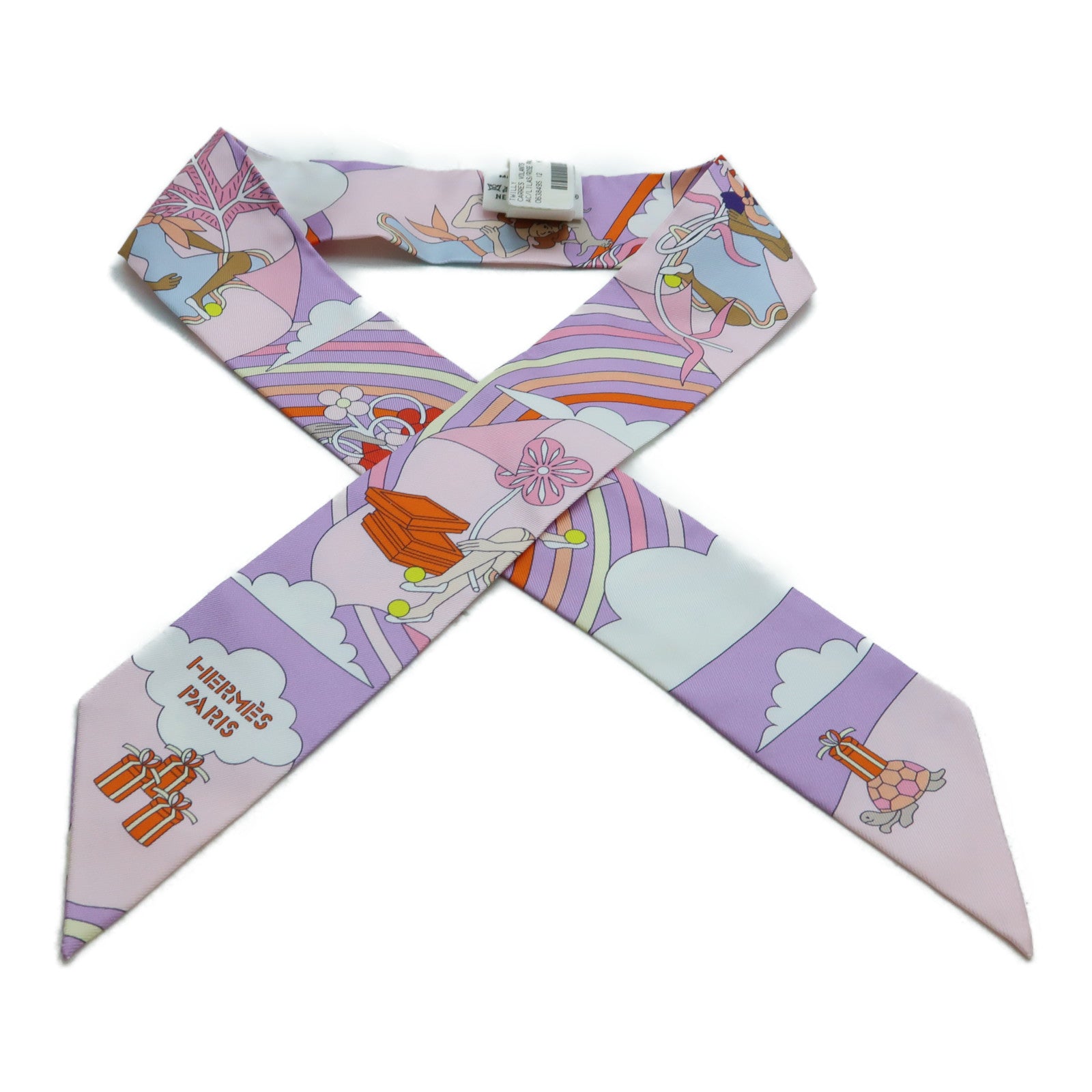 HERMES 絲質Twilly絲巾彩色