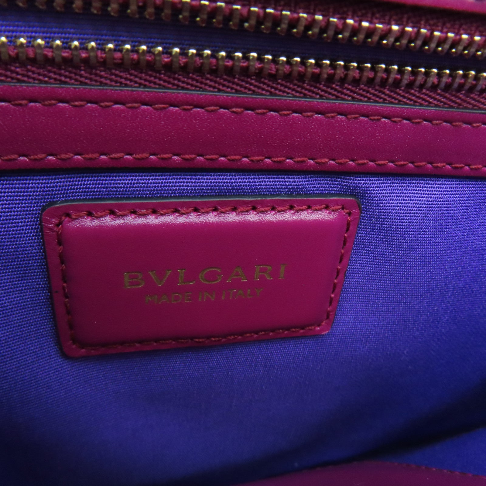 BVLGARI Cowhide Leather Serpenti Gold Buckle Chain Shoulder Bag Purple