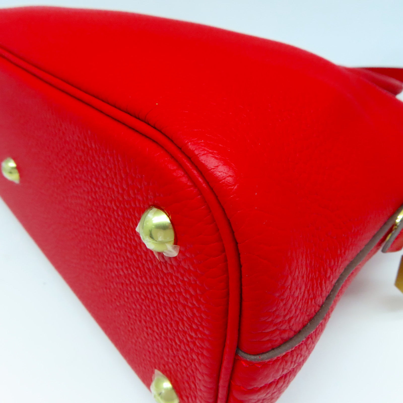HERMES Clemence皮革Bolide 31金扣手挽肩背兩用袋紅色