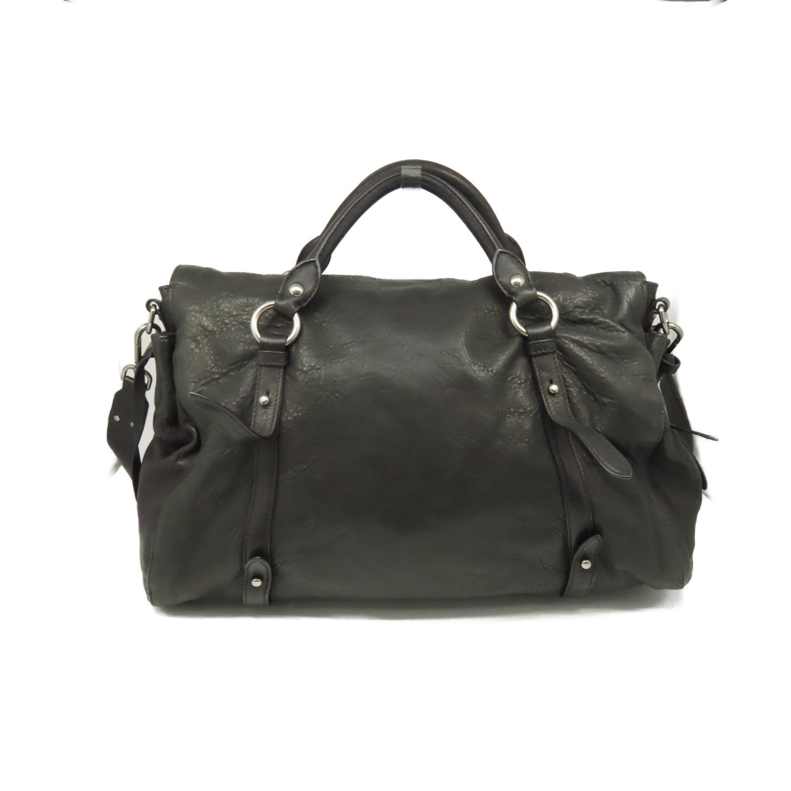 Miu Miu 羊皮皮革2Way Shoulder Bag手挽肩背兩用袋黑色
