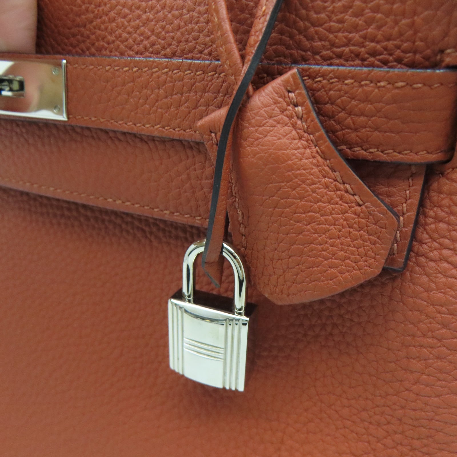 HERMES 【激減優惠】Togo皮革Kelly 32銀扣手挽袋啡色