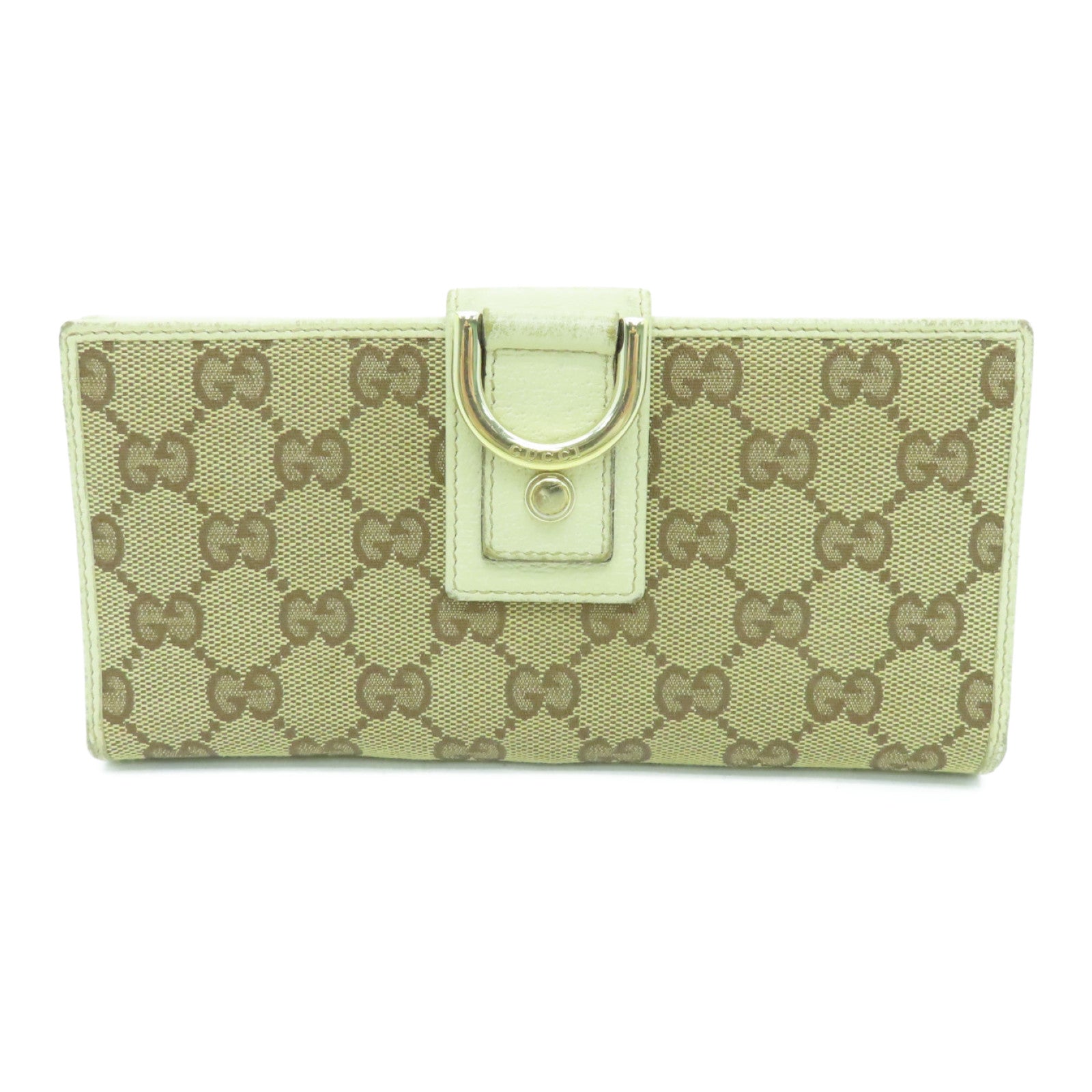 GUCCI 帆布Long Wallet金扣长钱包米色/白色