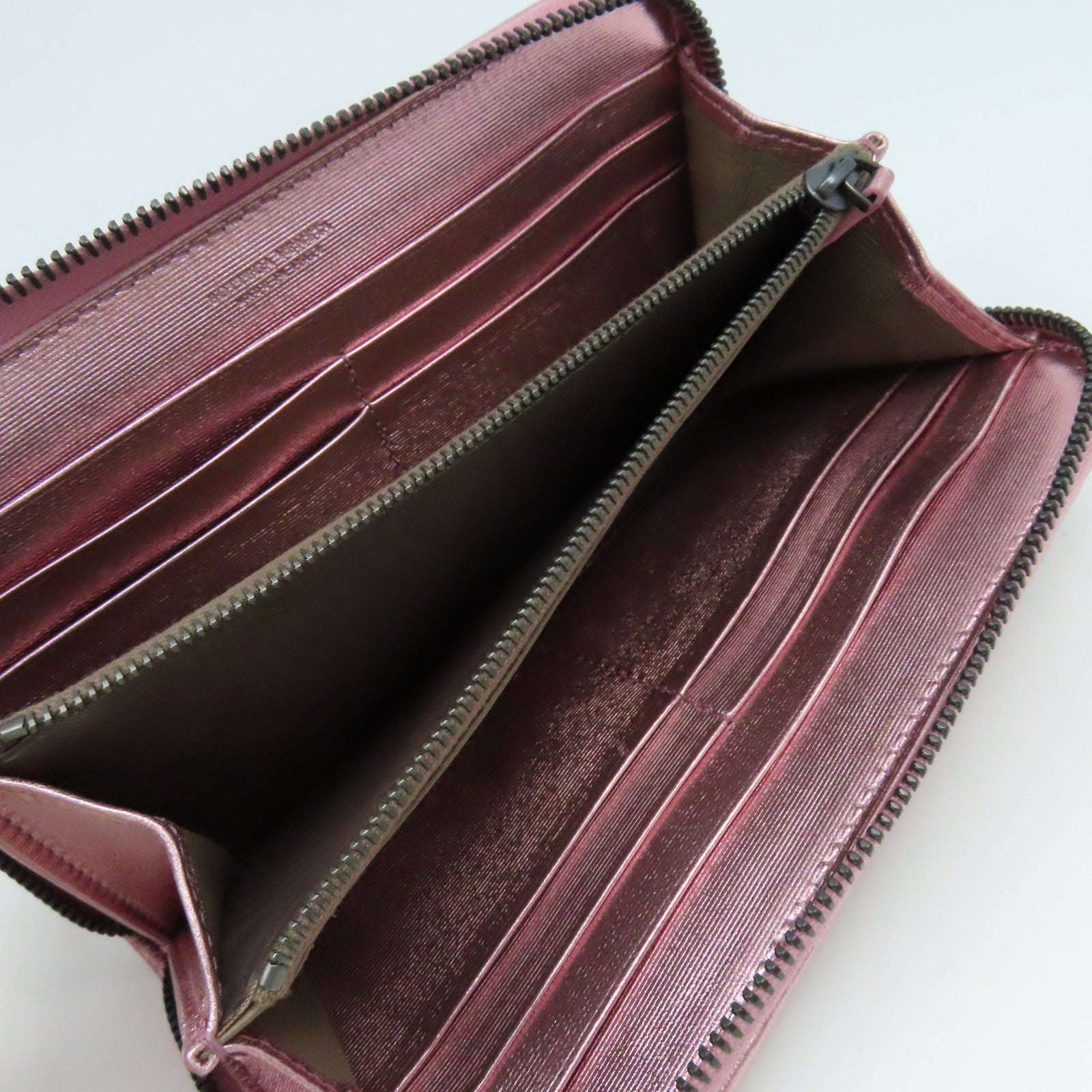 BOTTEGA VENETA 織紋皮革Zipper Long Wallet拉鏈長錢包粉紅色