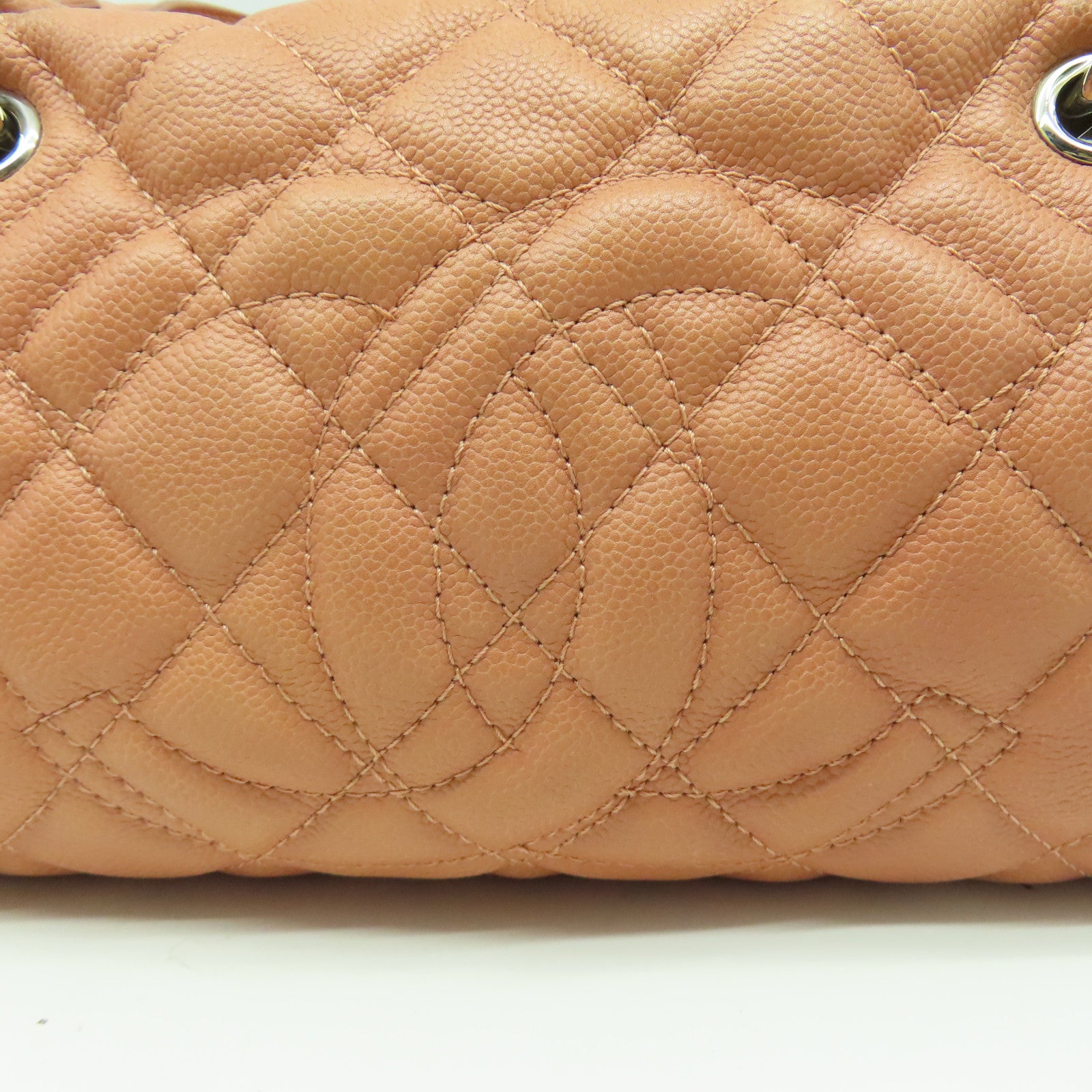 CHANEL 【激減優惠】菱格Caviar皮革Handbag銀扣手挽袋粉紅色
