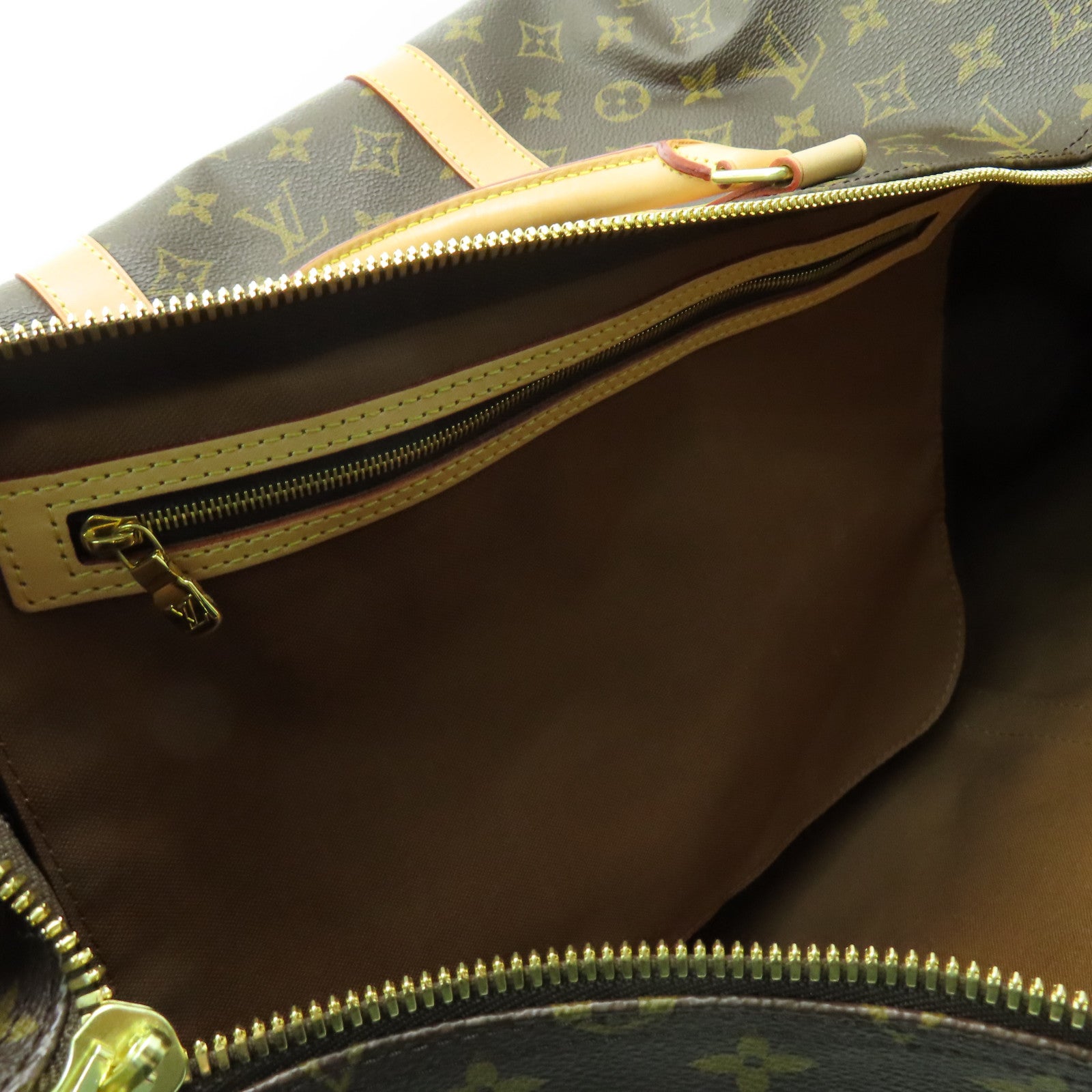 LOUIS VUITTON Monogram Keepall 55金扣手挽肩背兩用袋啡色