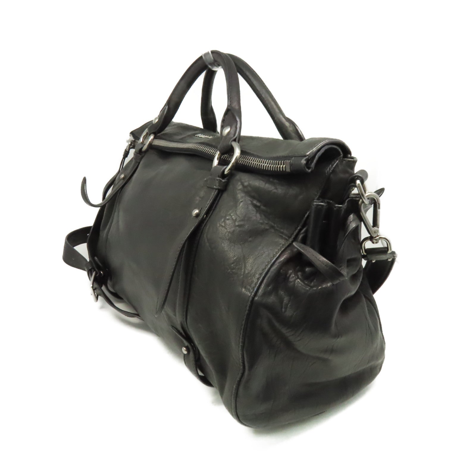 Miu Miu 羊皮皮革2Way Shoulder Bag手挽肩背兩用袋黑色