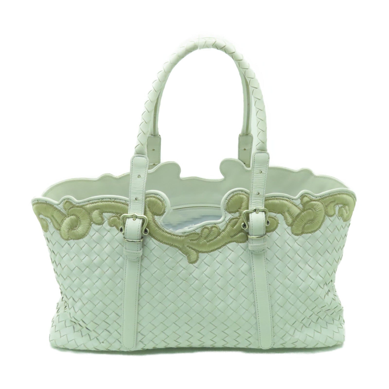 BOTTEGA VENETA 織紋皮革Shoulder Bag金扣肩背袋白色