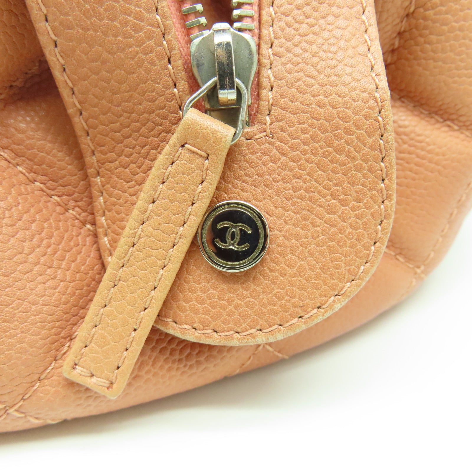 CHANEL 【激減優惠】菱格Caviar皮革Handbag銀扣手挽袋粉紅色