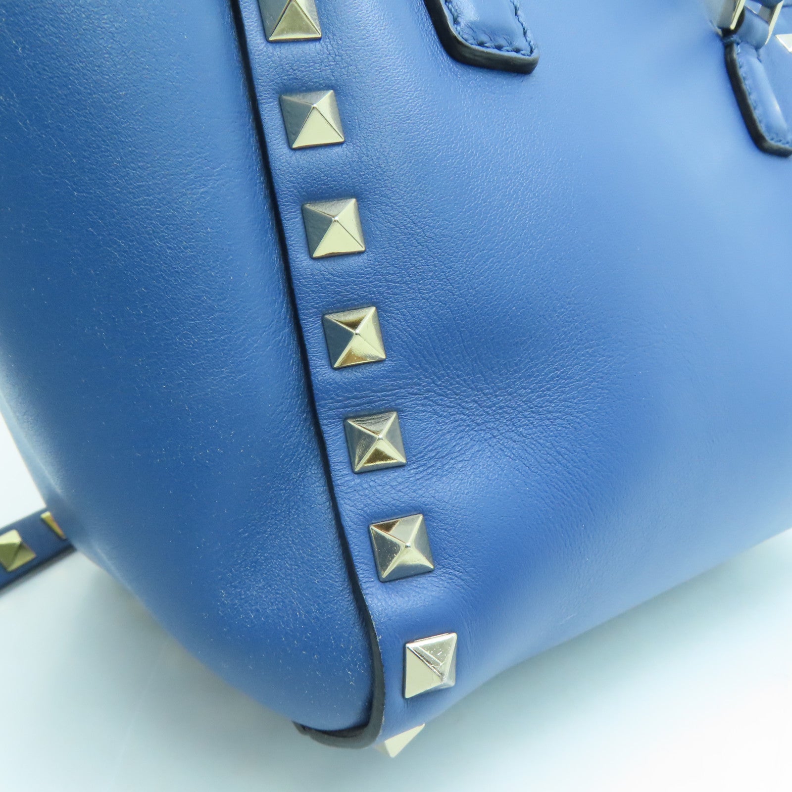 Valentino 牛皮皮革2Way Shoulder金扣手挽肩背两用袋蓝色