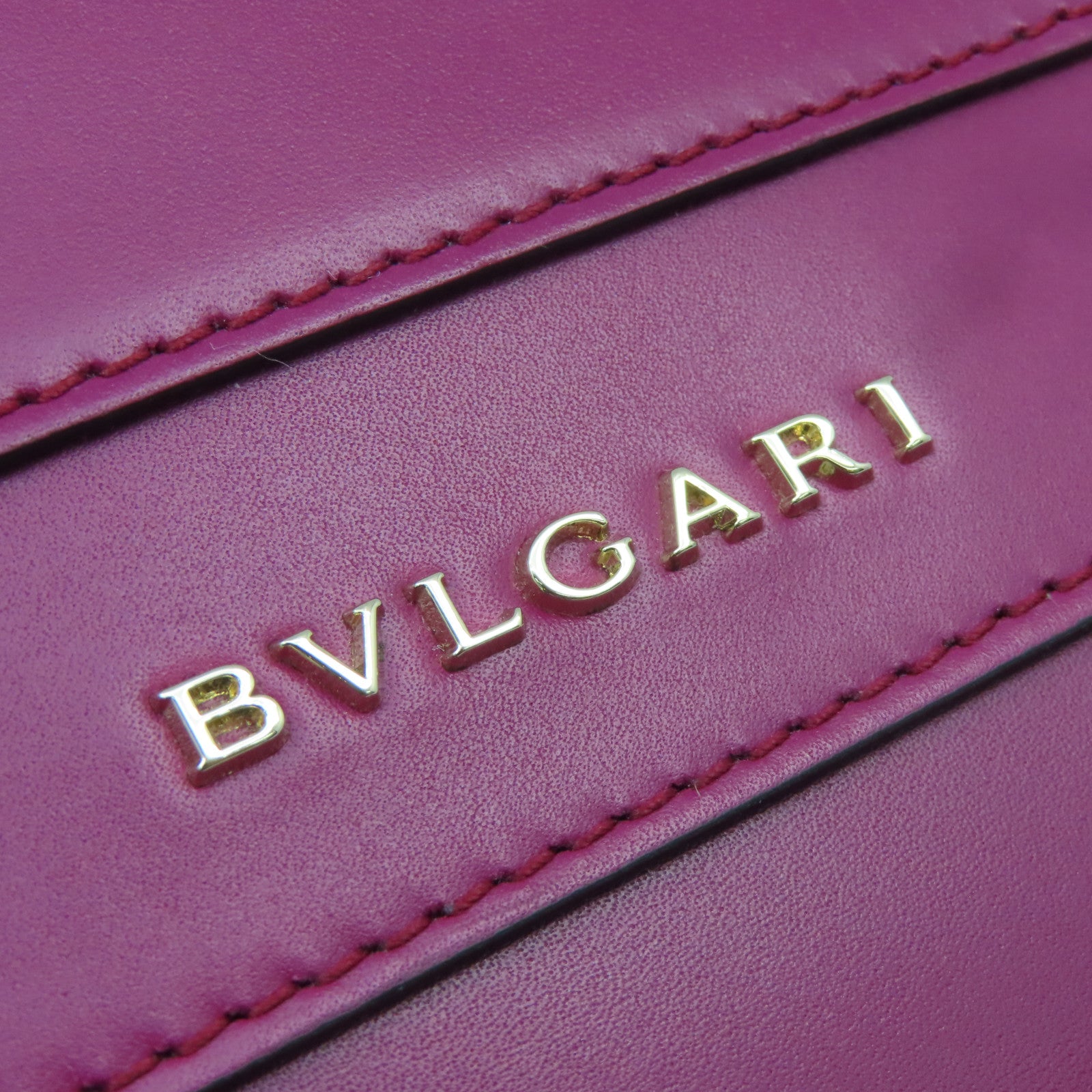 BVLGARI Cowhide Leather Serpenti Gold Buckle Chain Shoulder Bag Purple