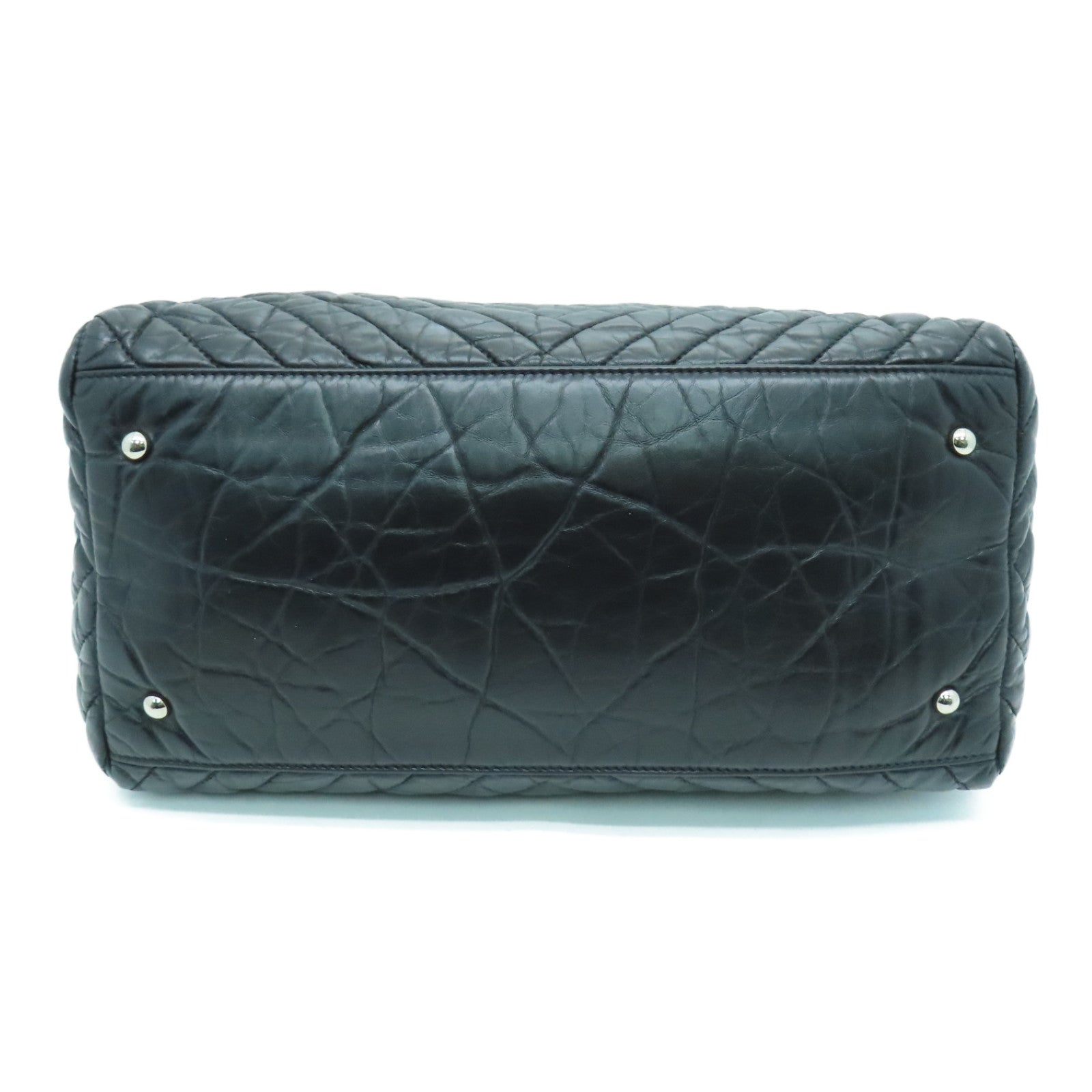 CHANEL twill 2way Shoulder Bag silver buckle handle shoulder bag black