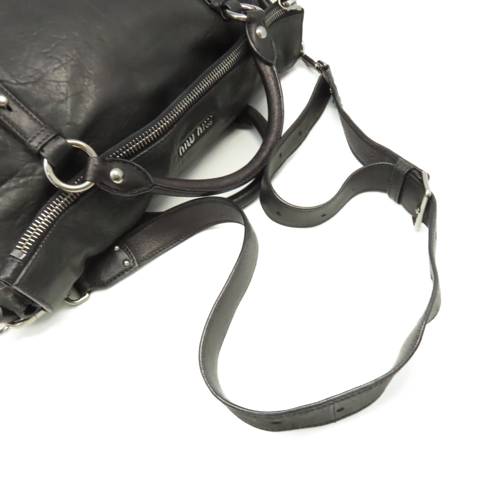 Miu Miu 羊皮皮革2Way Shoulder Bag手挽肩背兩用袋黑色