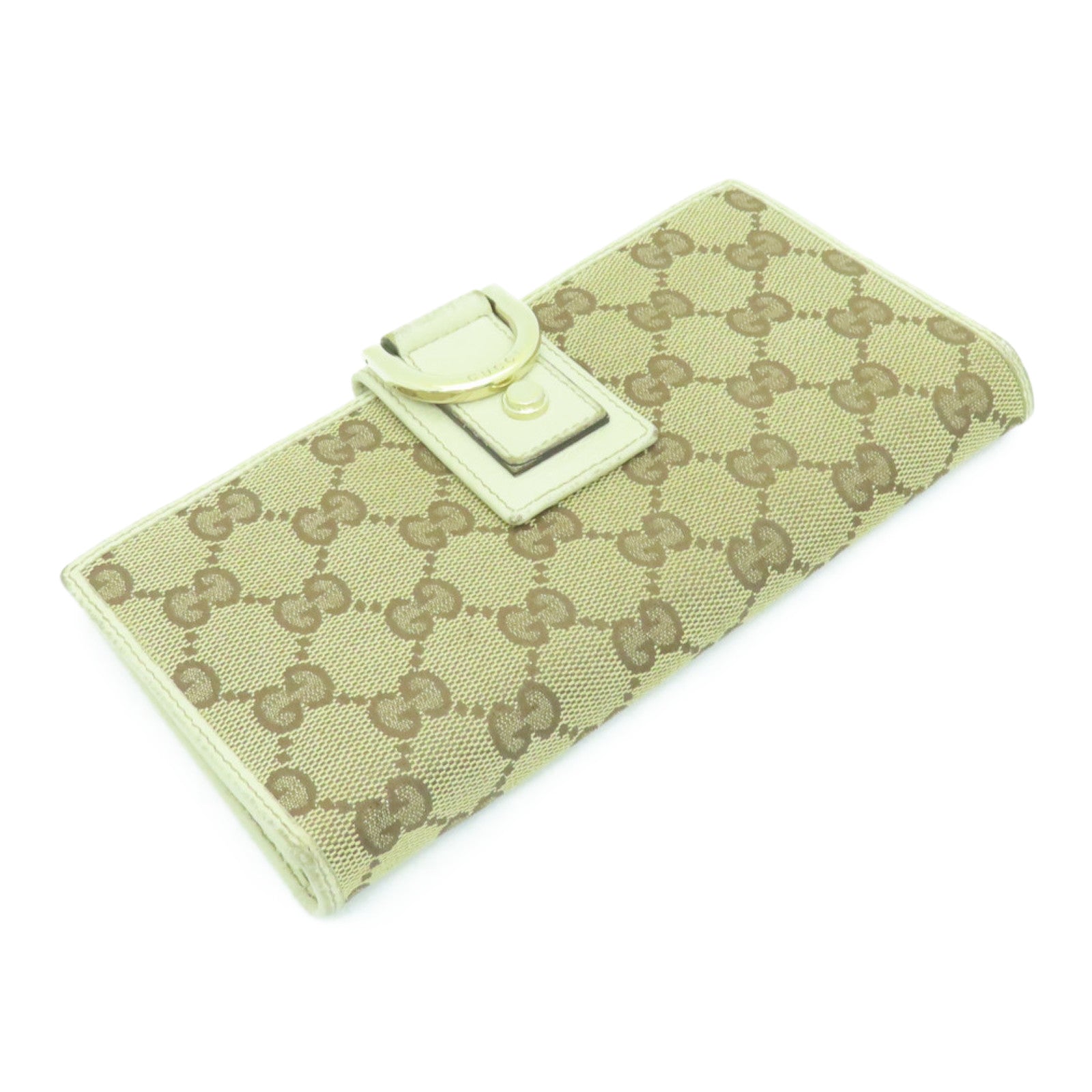 GUCCI 帆布Long Wallet金扣长钱包米色/白色