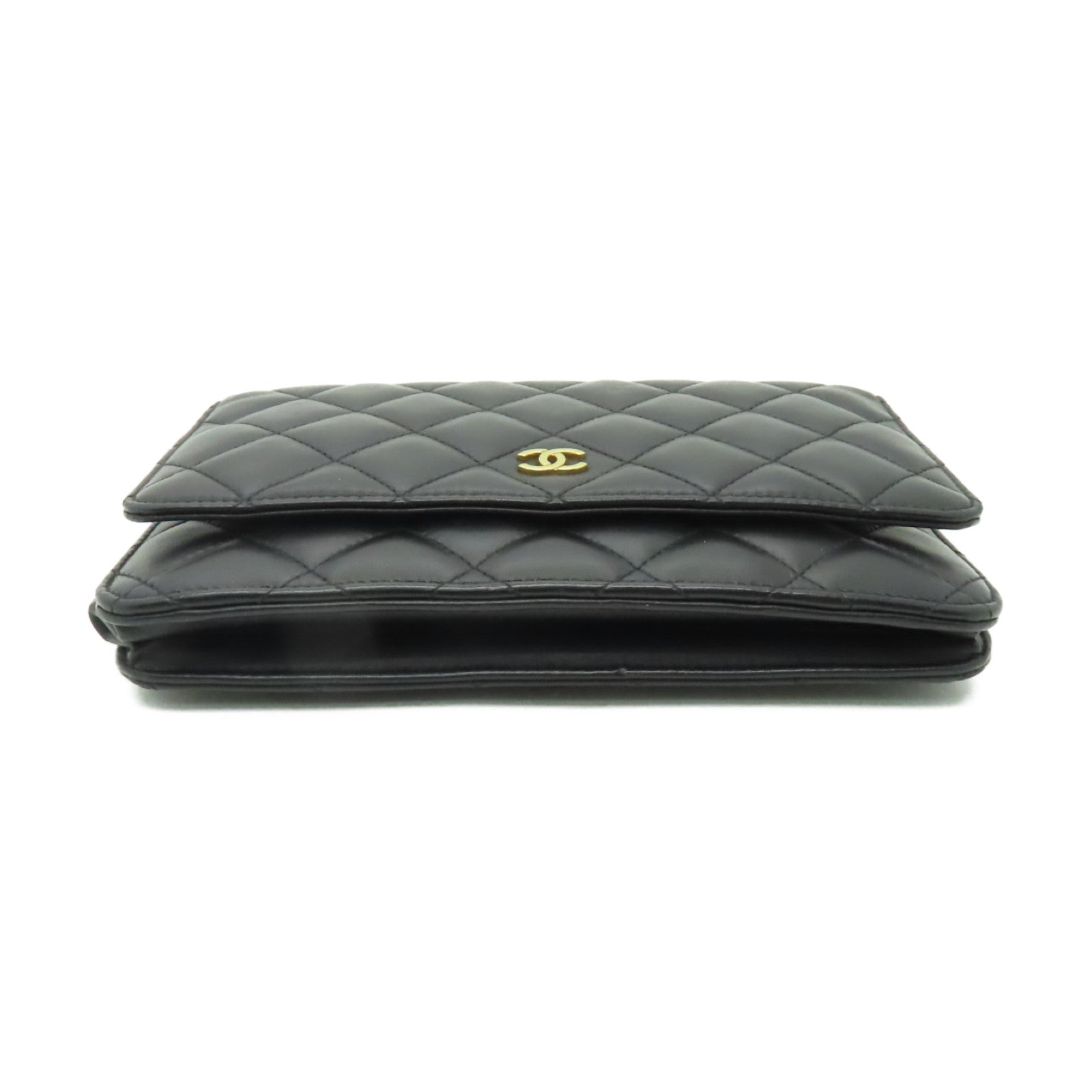 CHANEL 菱格羊皮皮革WOC Shoulder Bag金扣鏈帶肩背袋黒色