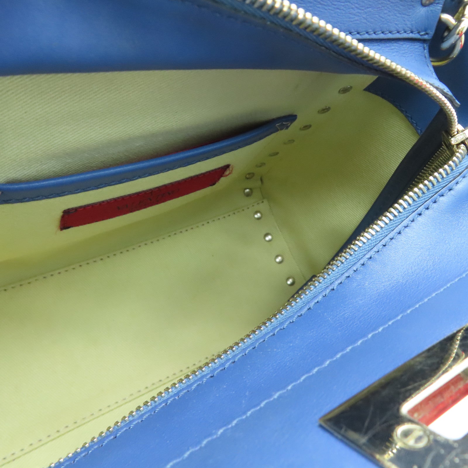 Valentino 牛皮皮革2Way Shoulder金扣手挽肩背两用袋蓝色