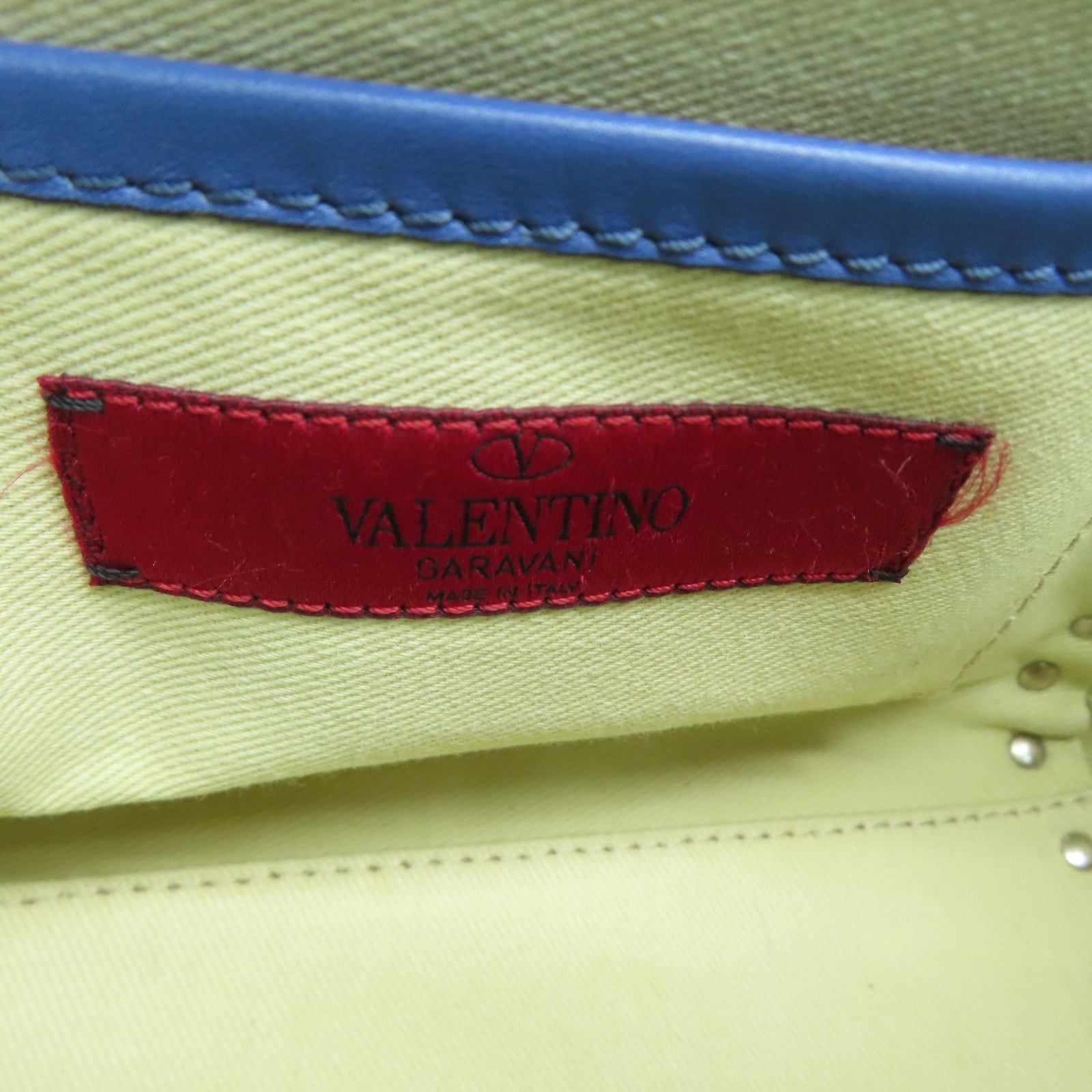 Valentino 牛皮皮革2Way Shoulder金扣手挽肩背两用袋蓝色