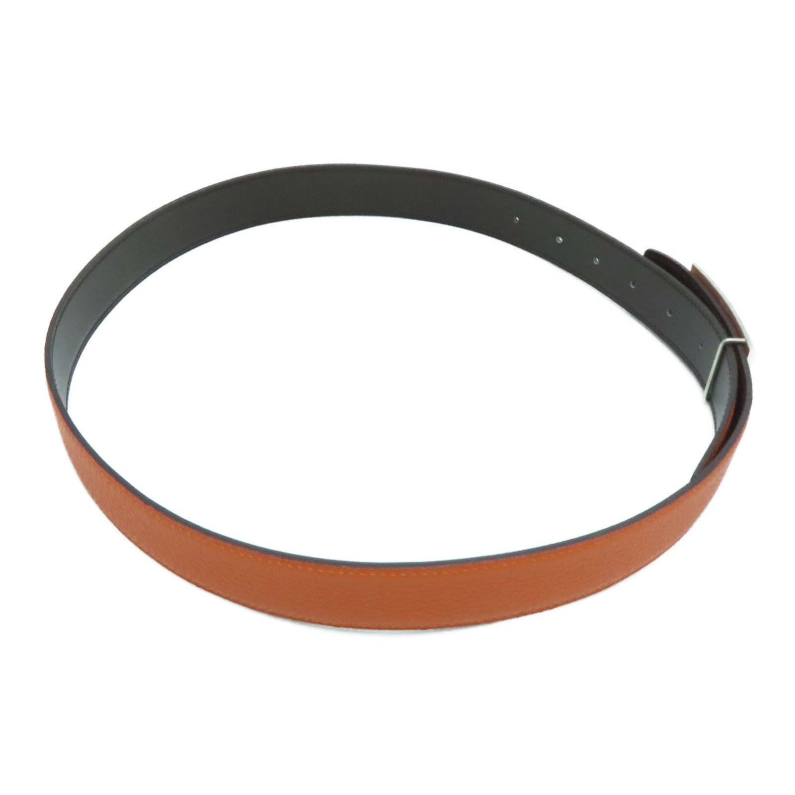 HERMES 【激減優惠】Clemence/Swift皮革Belt 85cm銀扣皮帶Orange/橙色