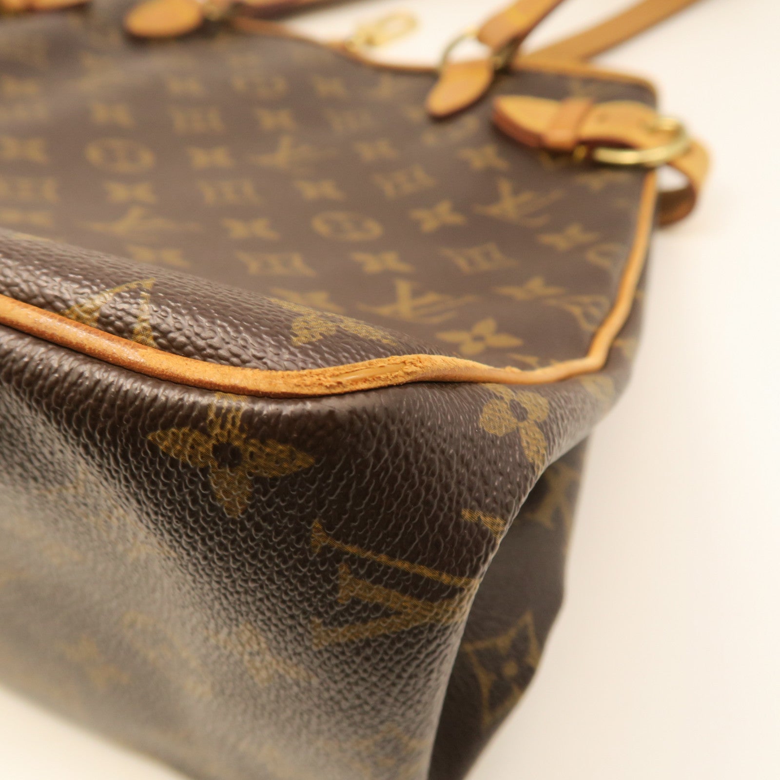 LOUIS VUITTON Monogram Batignolles Vertical Gold Buckle Handle Bag Brown