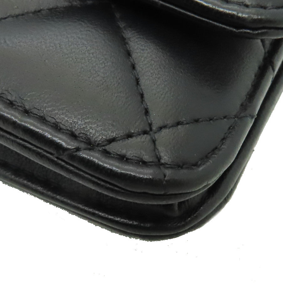 CHANEL 菱格羊皮皮革WOC Shoulder Bag金扣鏈帶肩背袋黒色
