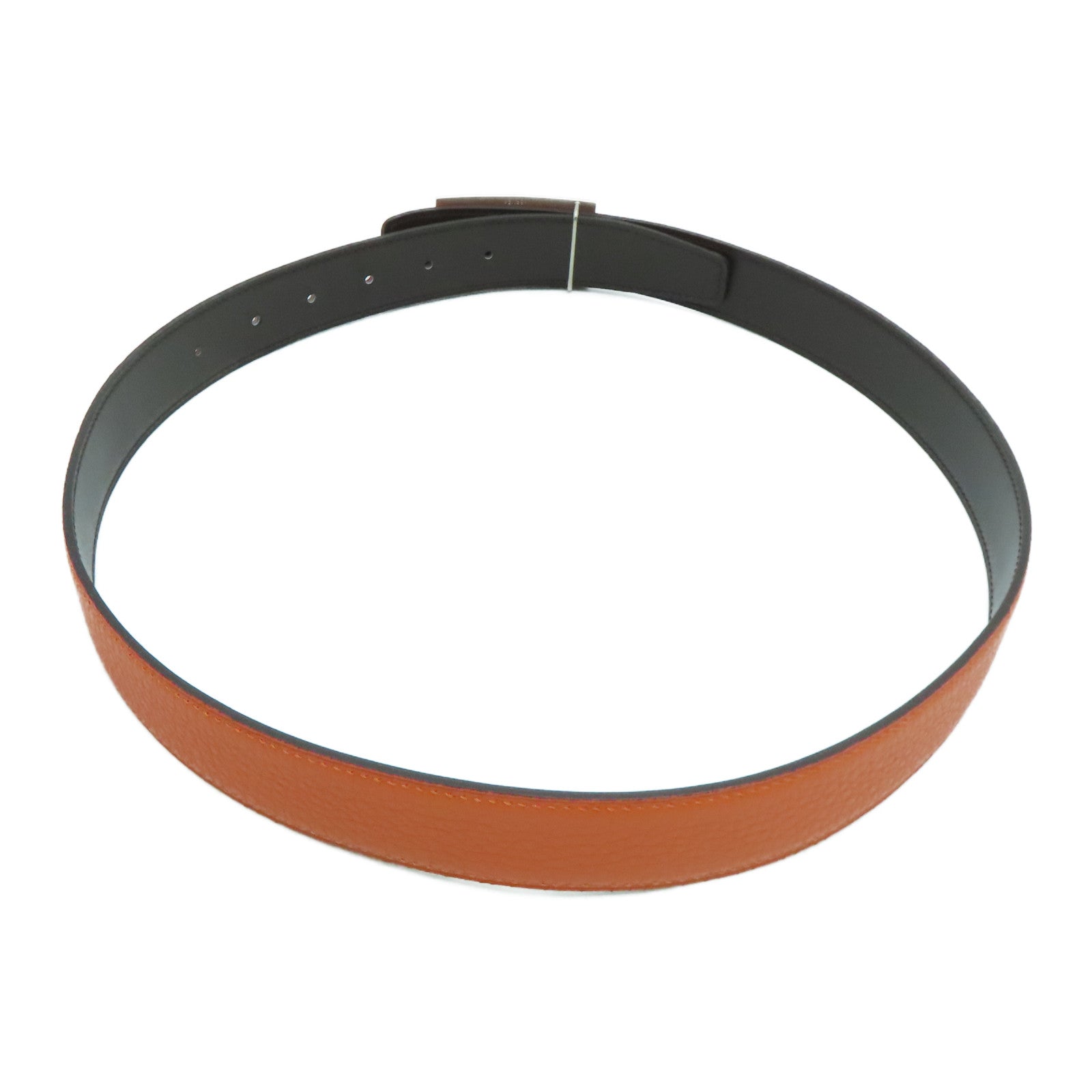 HERMES [Sharp Discount] Clemence/Swift Leather Belt 85cm Silver