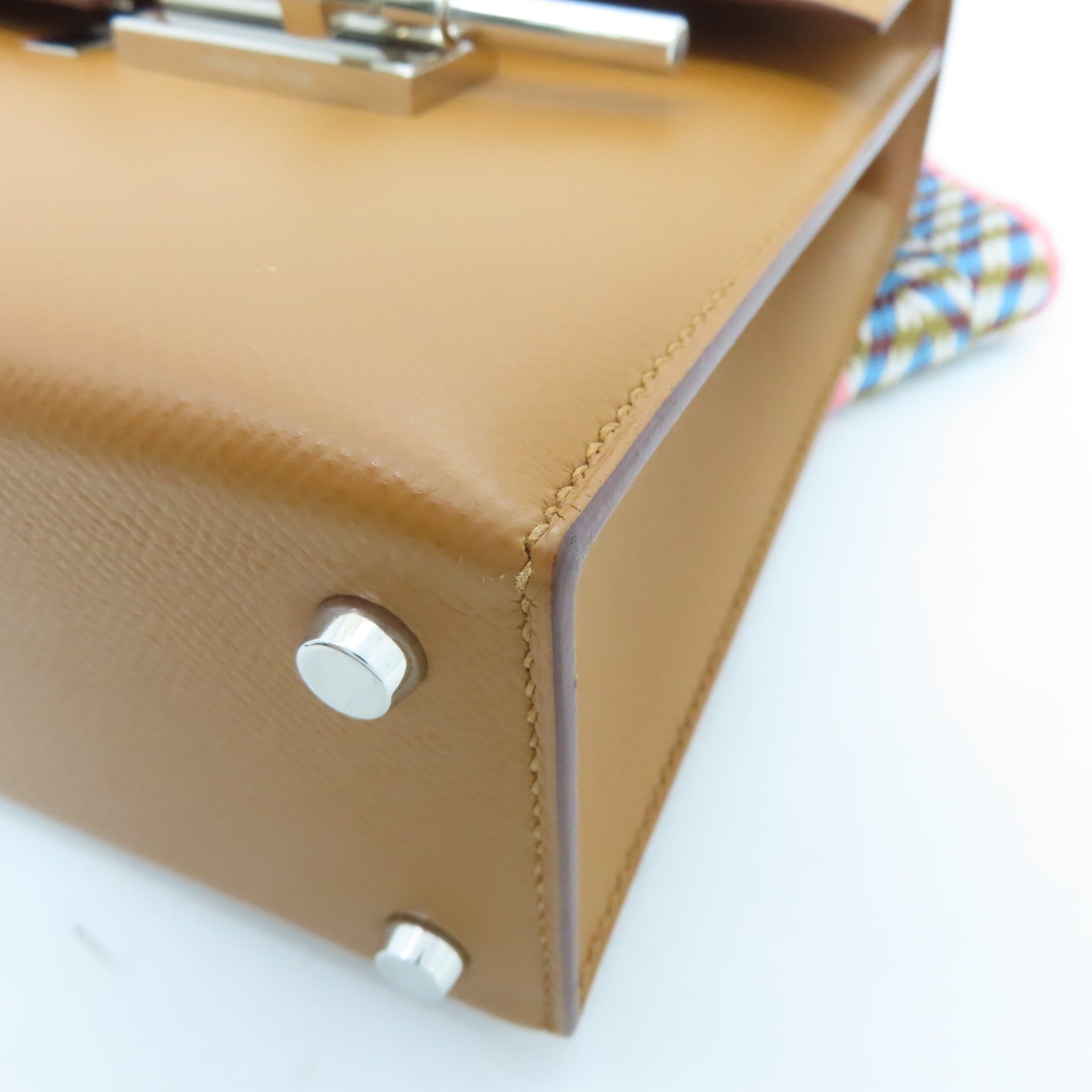 HERMES Epsom皮革Verrou 23銀扣肩背袋啡色