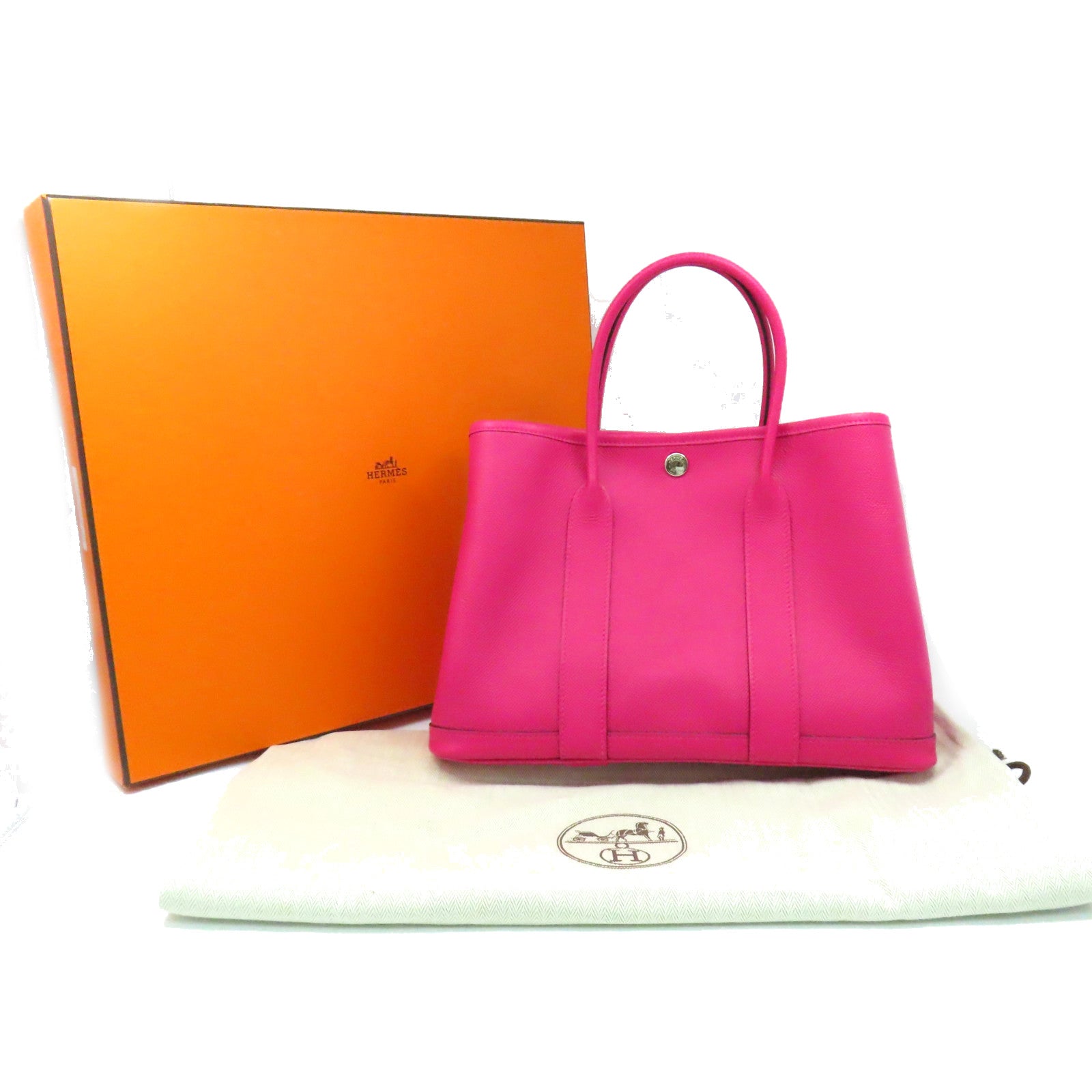HERMES Epsom皮革Garden Party TPM Tote Bag銀扣手挽袋Rose Mexico墨西哥玫瑰色