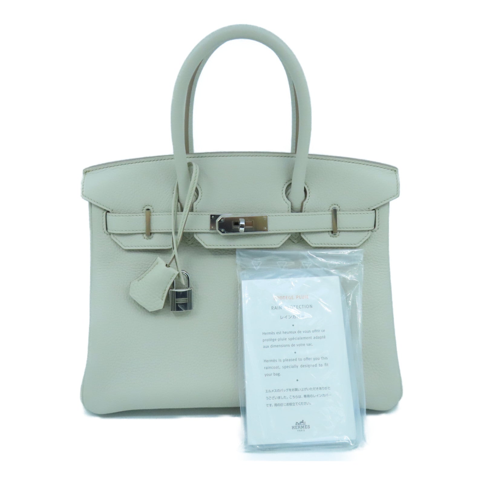 HERMES Cleremce皮革Birkin 30银扣手挽袋Beton/灰色