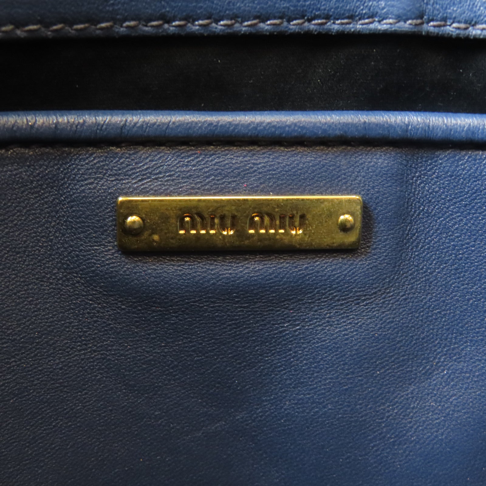 Miu Miu 羊皮皮革Shoulder Bag金扣肩背袋藍色