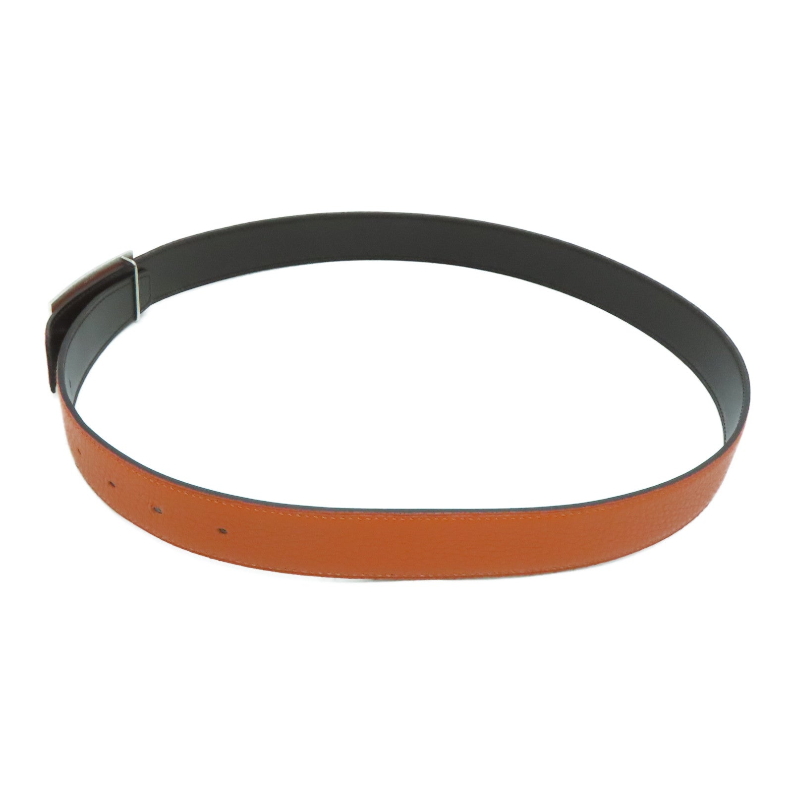 HERMES 【激減優惠】Clemence/Swift皮革Belt 85cm銀扣皮帶Orange/橙色