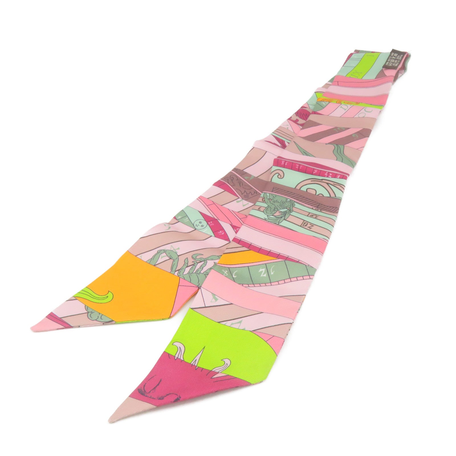 HERMES 絲質Twilly Scarf絲巾粉紅色/彩色