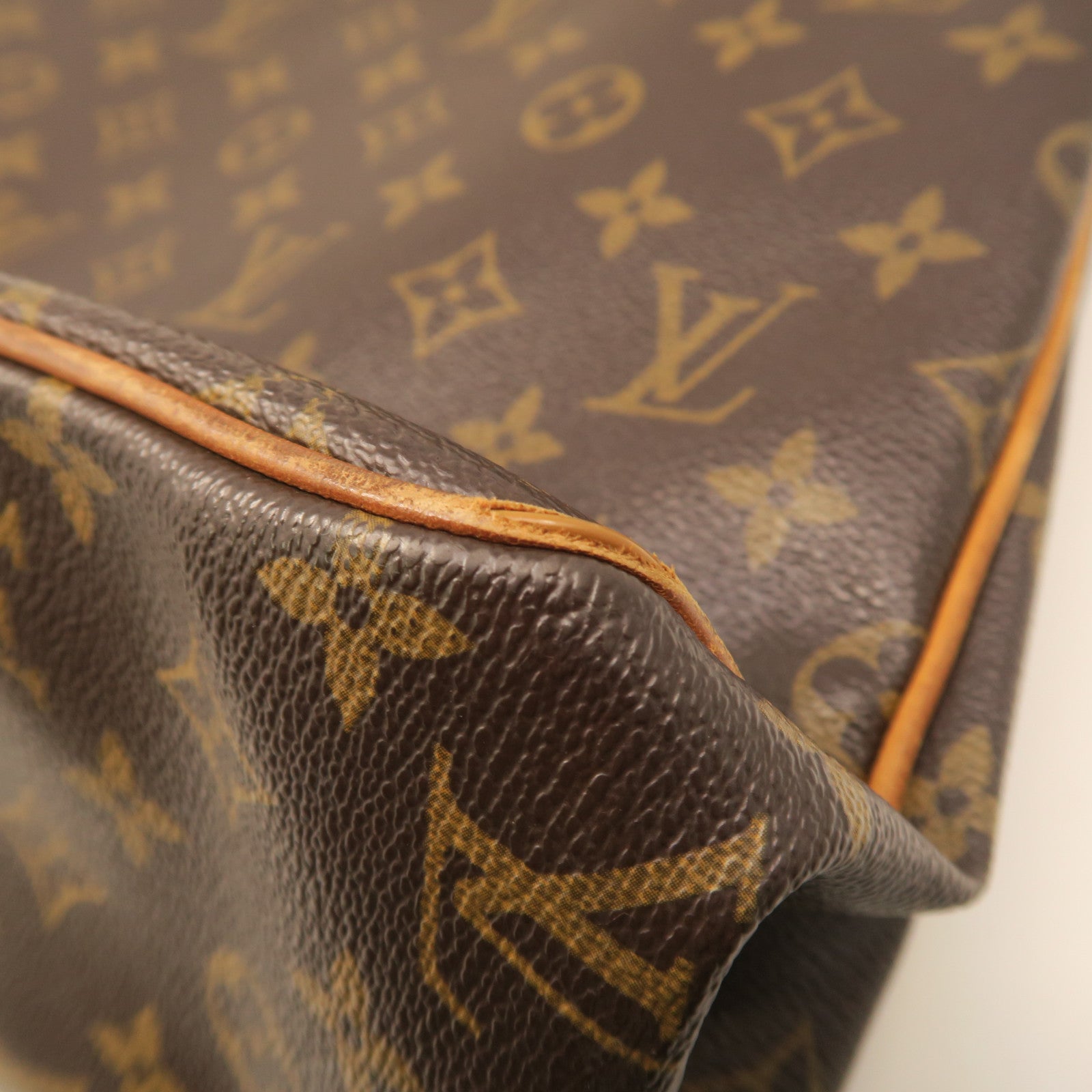 LOUIS VUITTON Monogram Batignolles Vertical Gold Buckle Handle Bag Brown