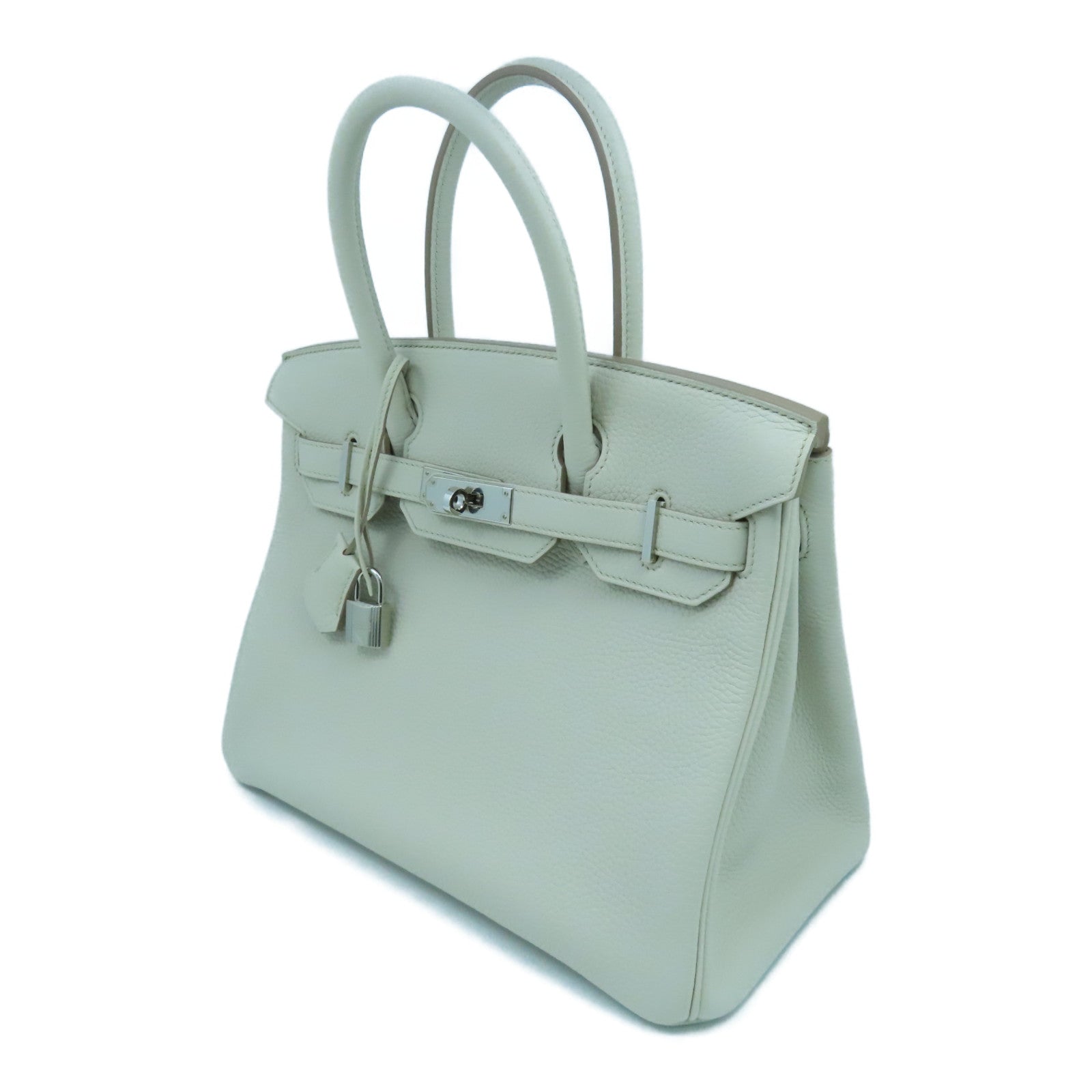 HERMES Cleremce皮革Birkin 30银扣手挽袋Beton/灰色