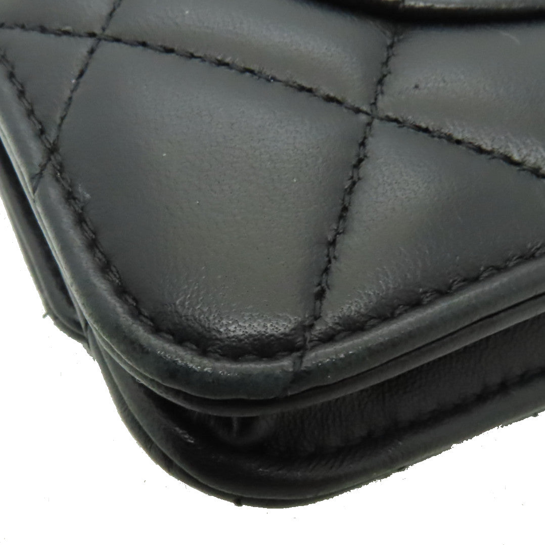 CHANEL 菱格羊皮皮革WOC Shoulder Bag金扣鏈帶肩背袋黒色